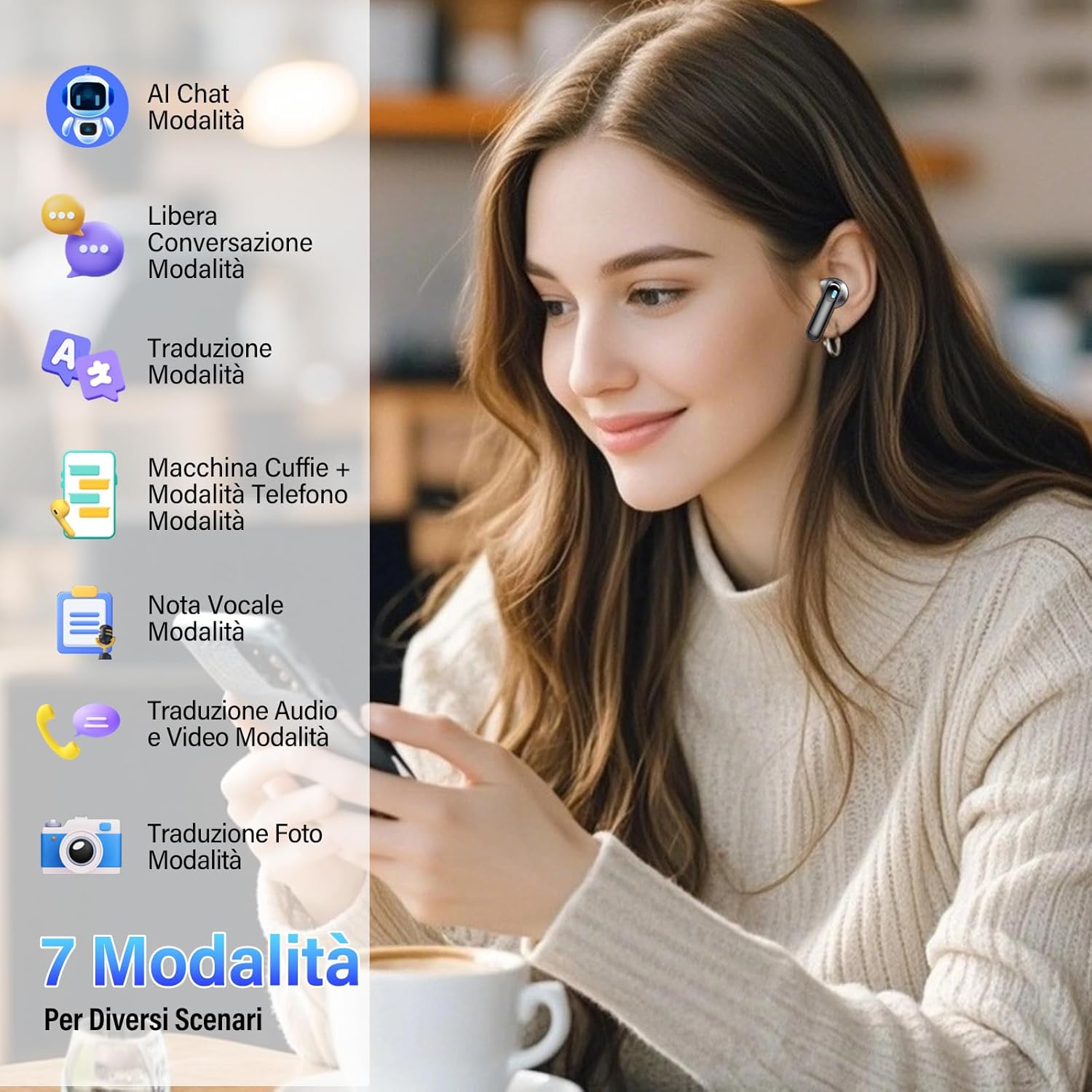 Thumbnail 3 de AI Cuffie Traduzione 4-in-1: auricolari traduttore istantaneo con ANC/ENC e schermo LED