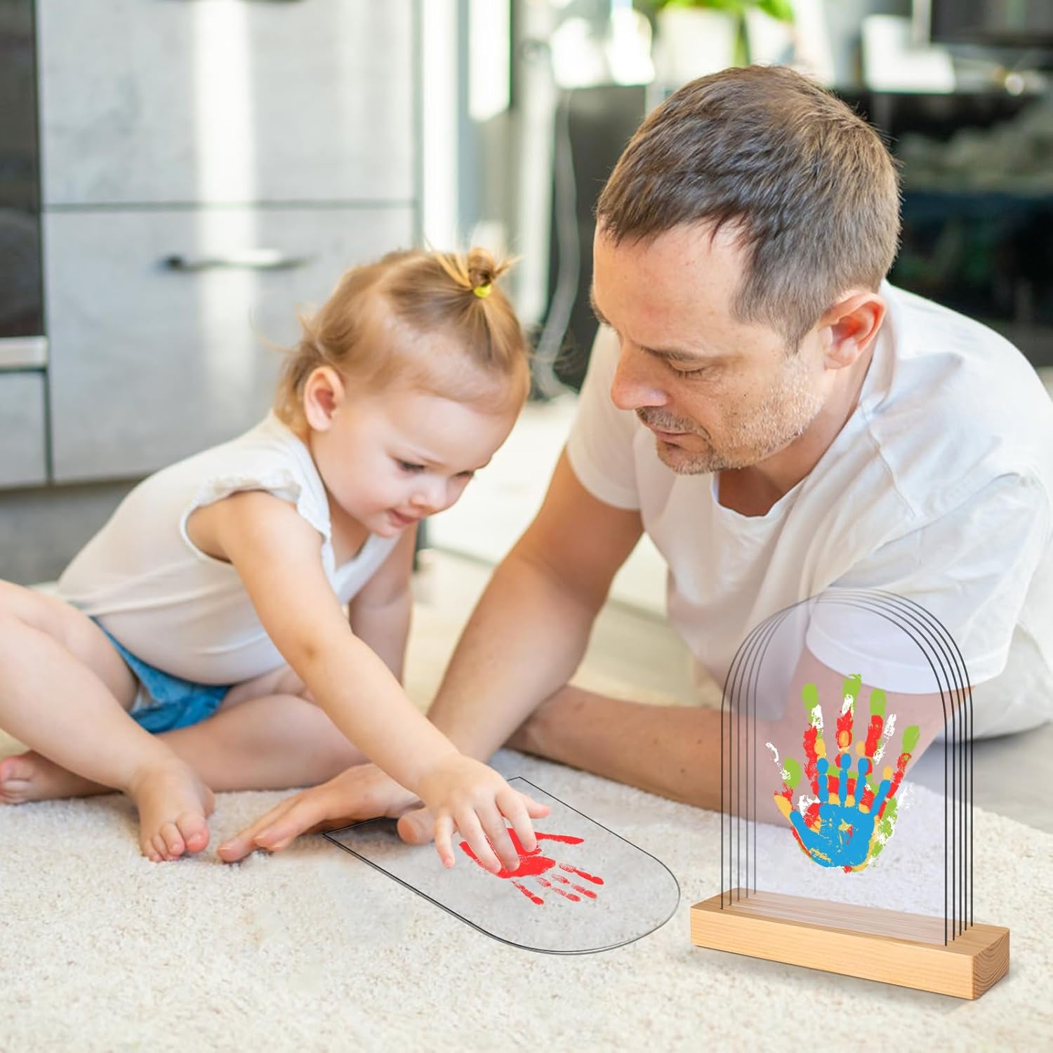 Thumbnail 3 de TOGOU2S Handabdruck Set Familie (Platz für 5), Fingerfarben ungiftig – Baby- und Fußabdrücke im Bilderrahmen