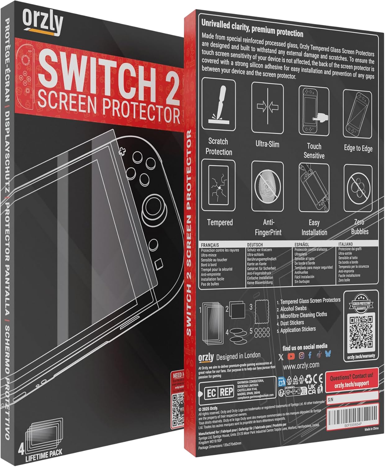 Detalle de Orzly Protector Pantalla para Nintendo Switch 2 2025