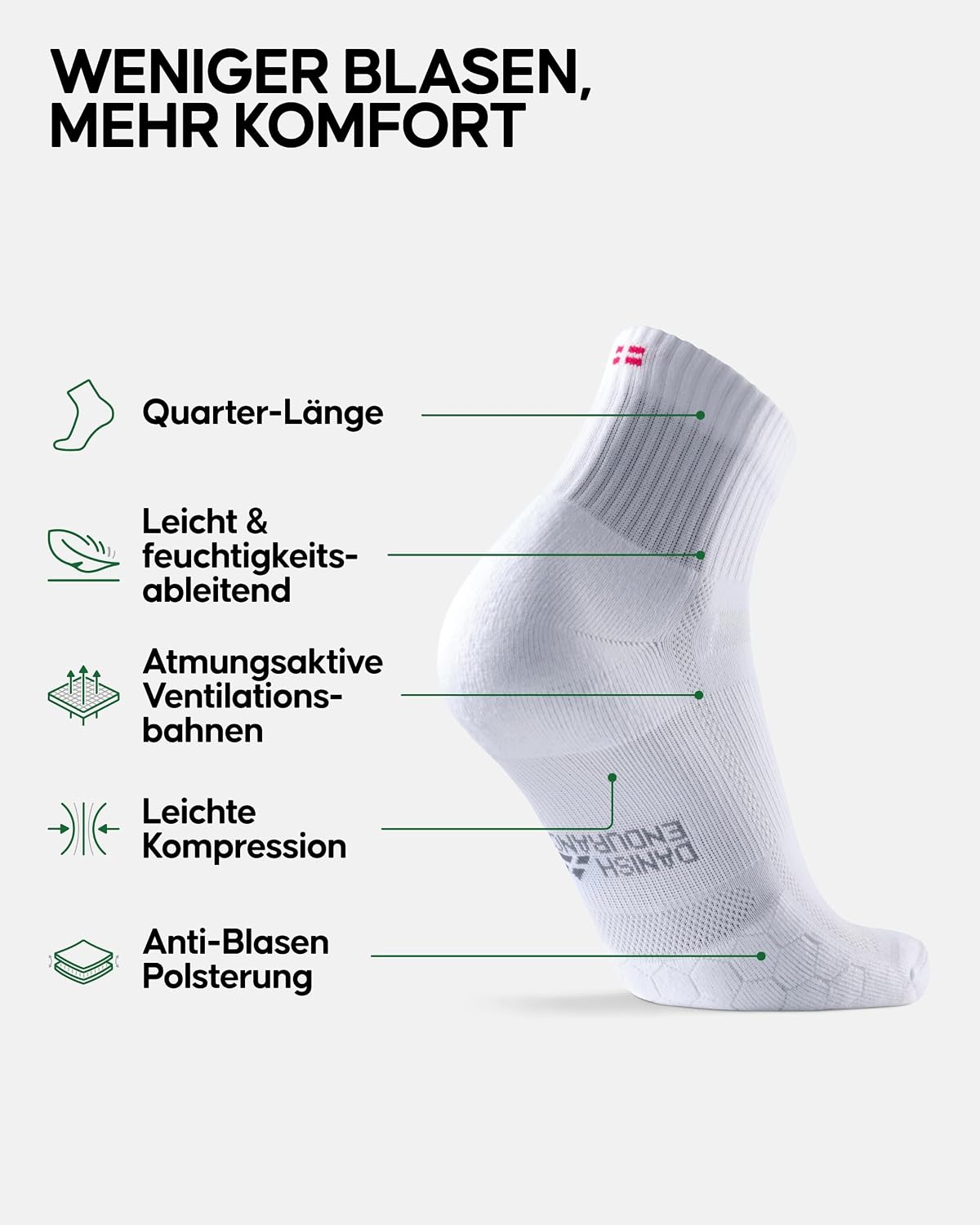 Detalle 2 de DANISH ENDURANCE Quarter Laufsocken 5 Paar