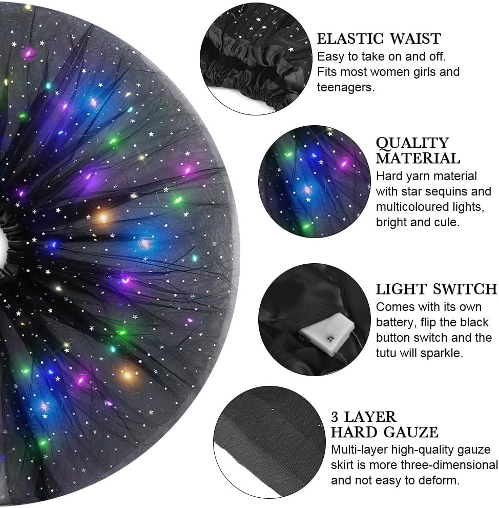 Detalle de URAQT Gonna Tulle LED per Bambina: tutù luminoso a 3 modalità per feste, danza e foto