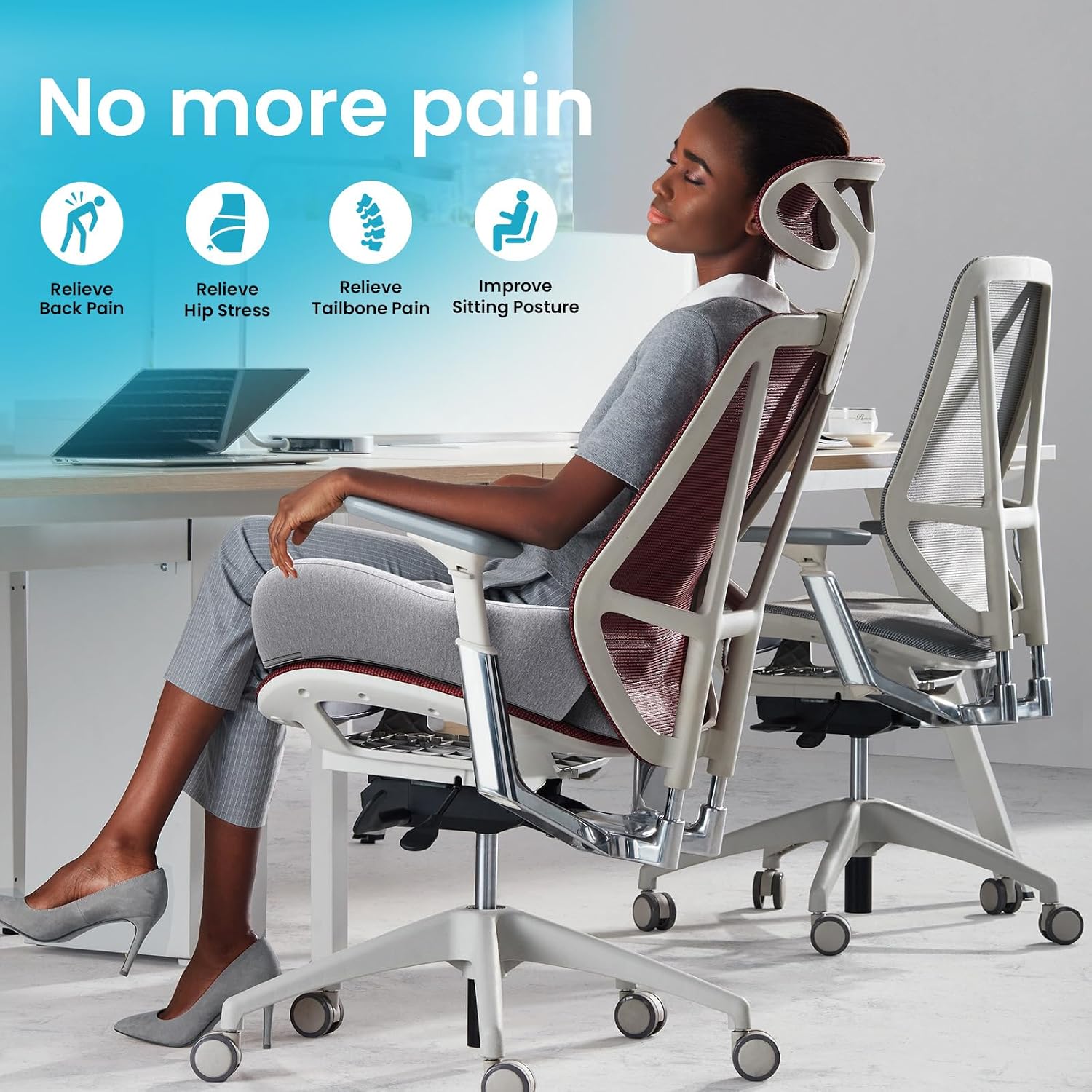 Detalle de Benazcap BE-Caesar Atypical Cushion Grey Memory Foam Seat Cushion