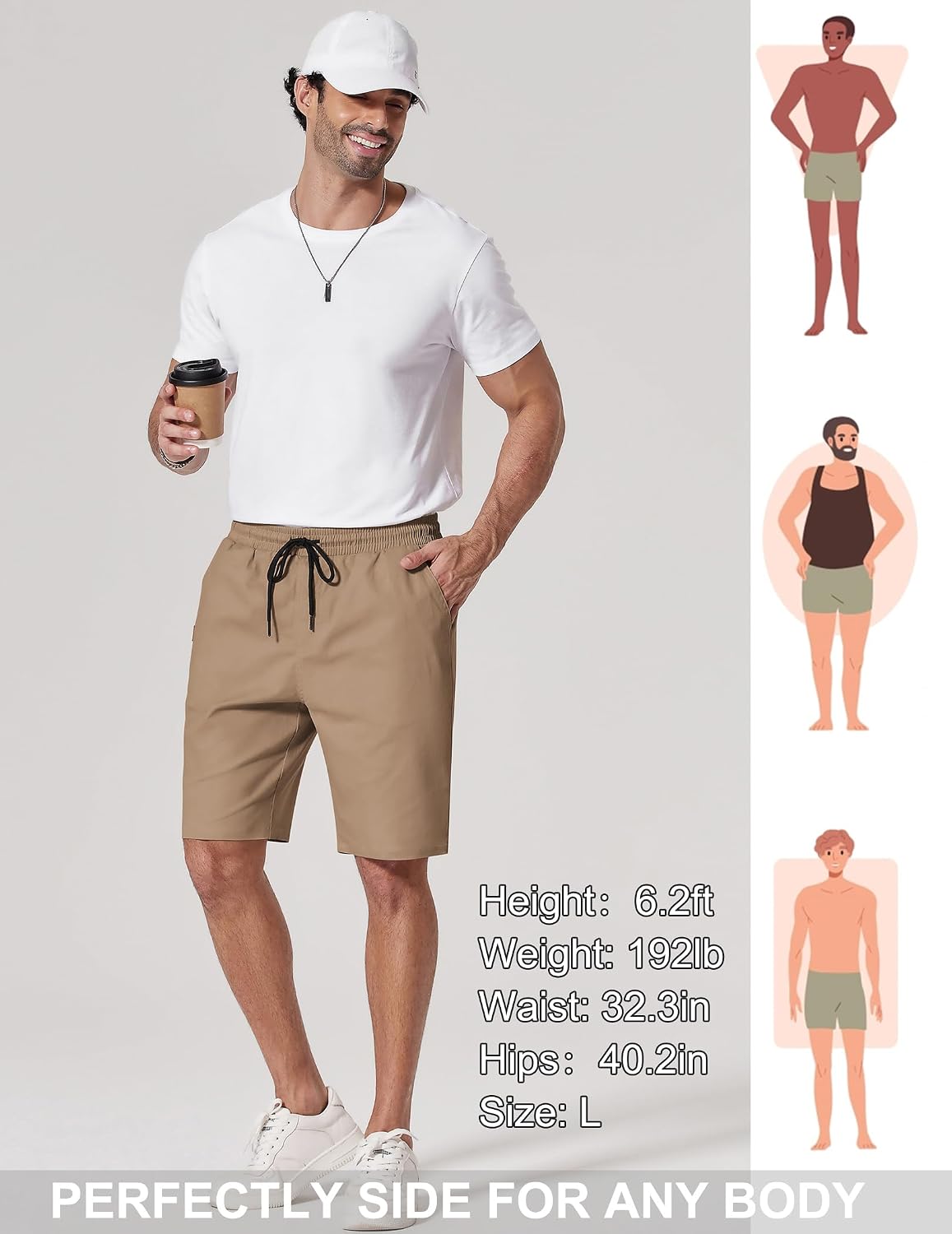 Thumbnail 6 de COOFANDY 9" Casual Chino Cotton Shorts for Men
