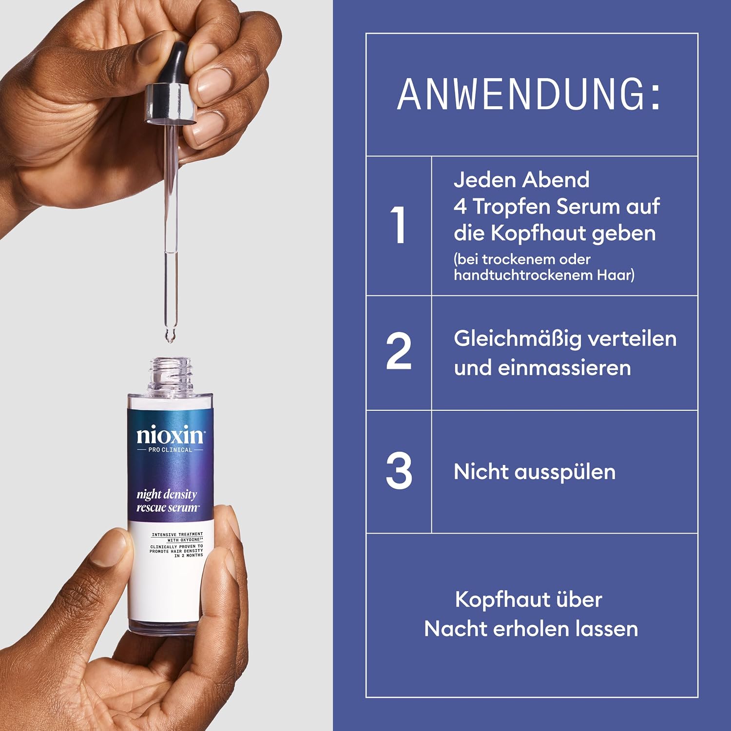 Detalle de Nioxin Night Density Rescue Serum – Leave-In Nachtpflege für dichteres Haar und kräftigeres Volumen