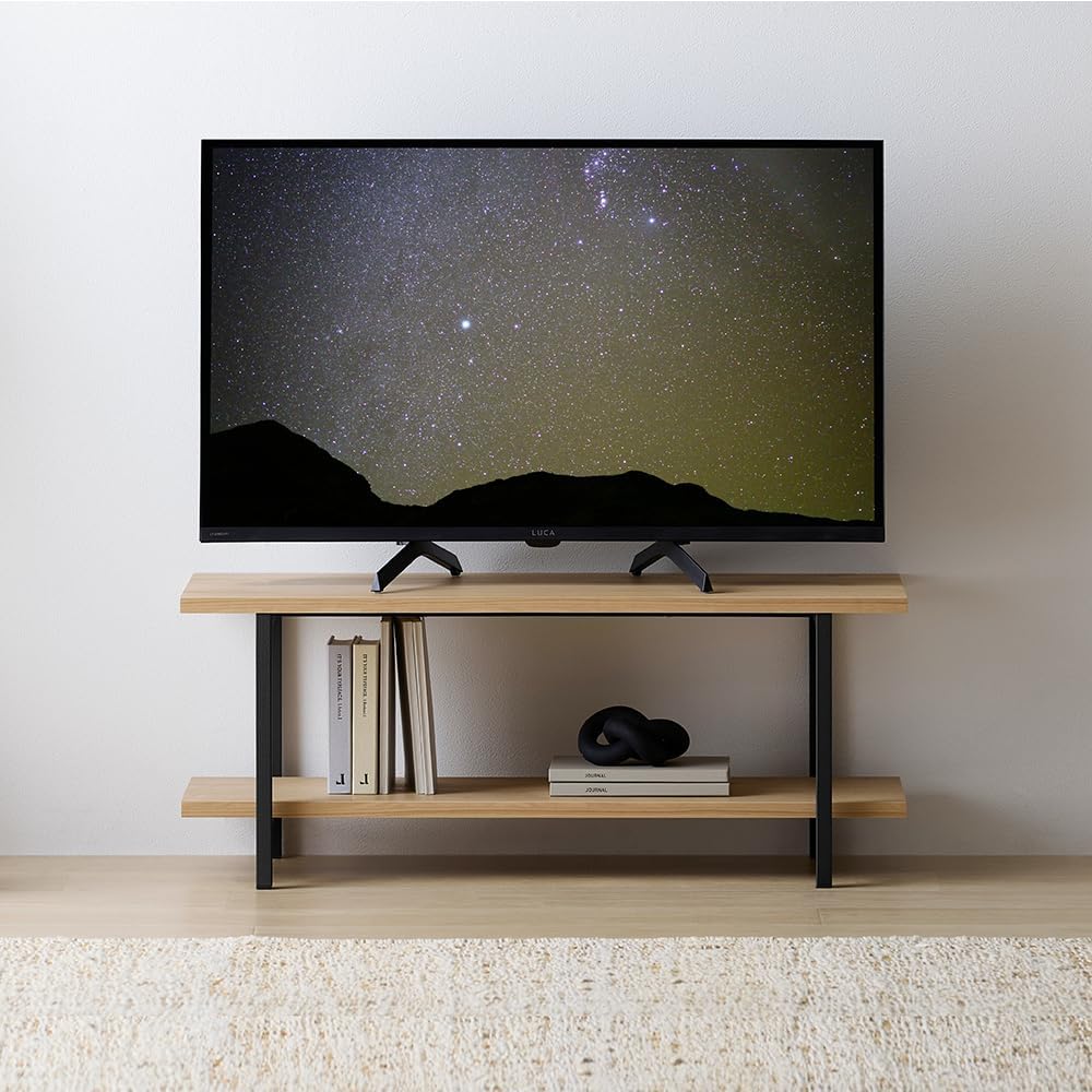 Detalle de アイリスオーヤマ HAB-750 テレビ台 幅75cm・奥行29.7cm、ナチュラル/ブラックのオープン収納