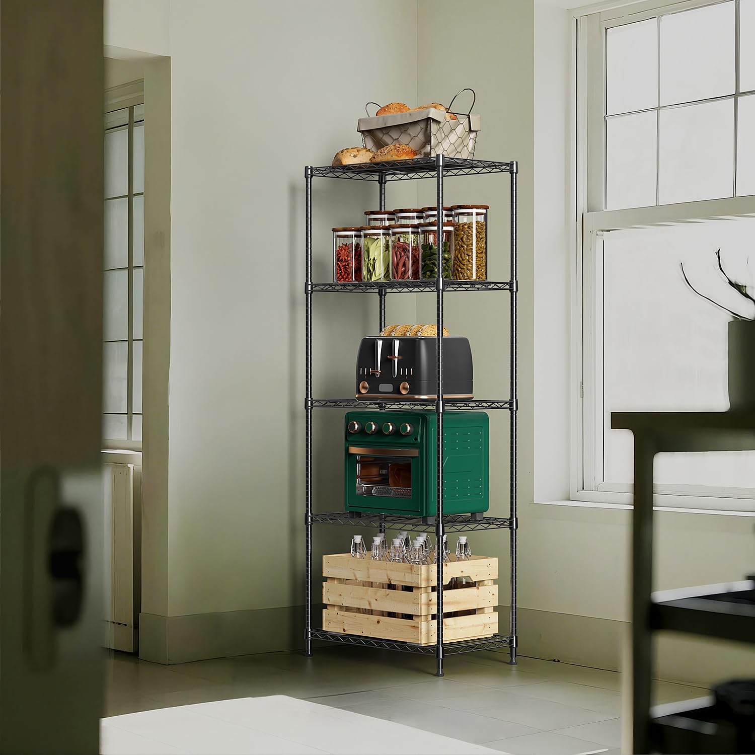 Detalle de M MZG 1250 lbs 5-Tier Metal Storage Shelves Wire Rack with Wheels