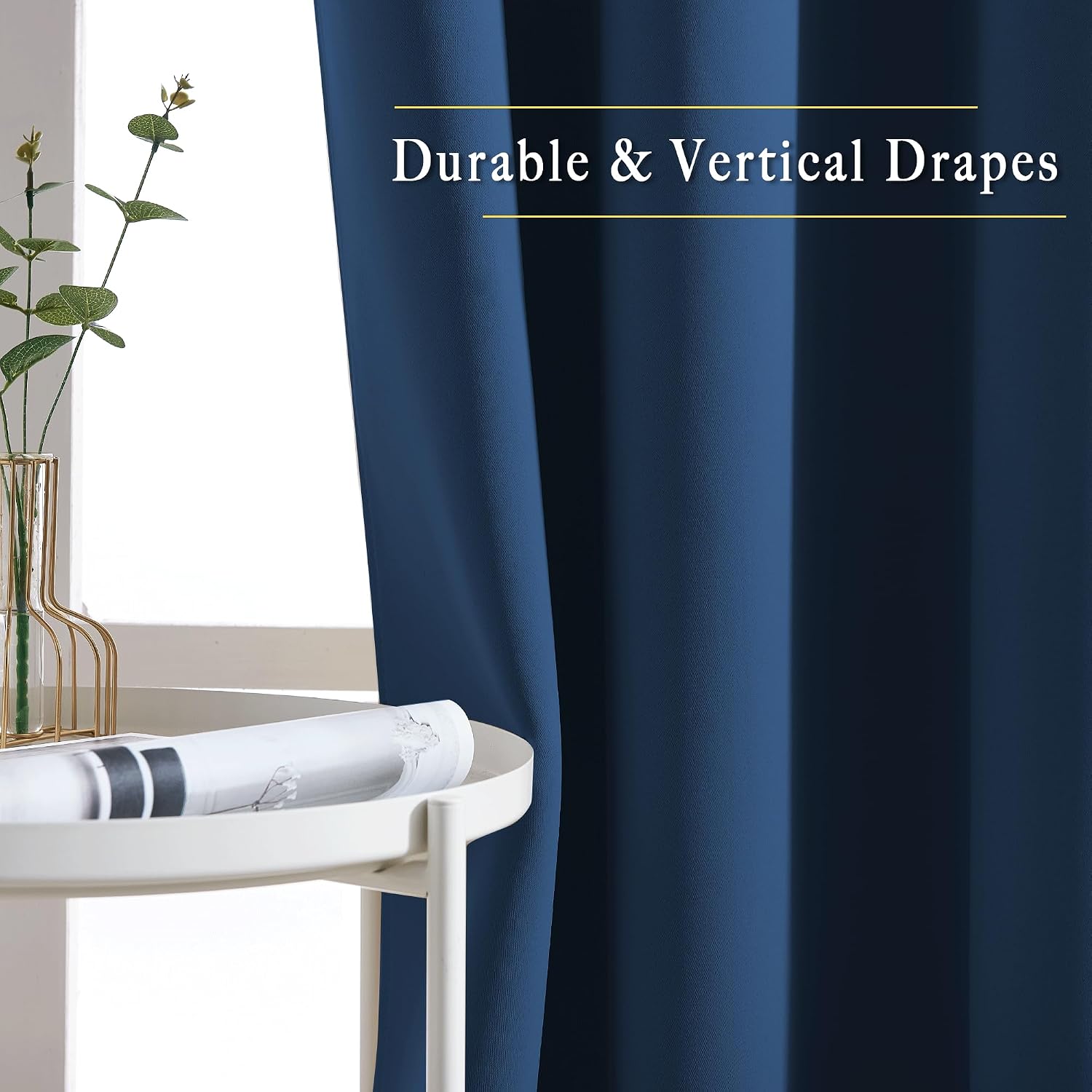 Detalle de NICETOWN Moroccan Blue Room Darkening Curtains — 84-Inch, 2 Panels, Thermal Insulated Blackout with Grommets