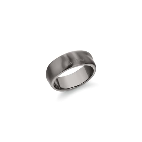 Detalle de Calvin Klein Bague CK Metallic Waves – Acier inoxydable et placage GunMetal IP