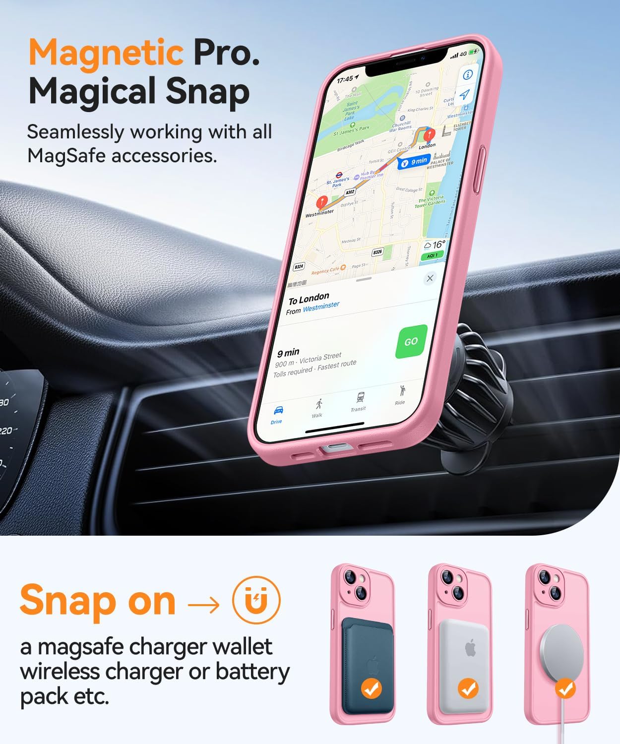 Thumbnail 4 de CANSHN Coque Magnétique pour iPhone 13 Mini (5,4 pouces) – Protection intégrale et finition mate Rose