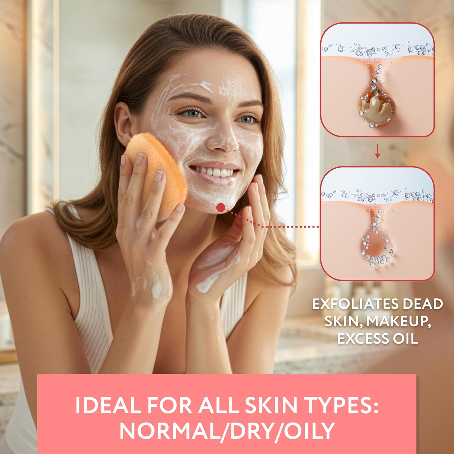 Detalle 2 de IMPRESA IP123185 Facial Sponge, Single-Sided Reusable Exfoliating Pads