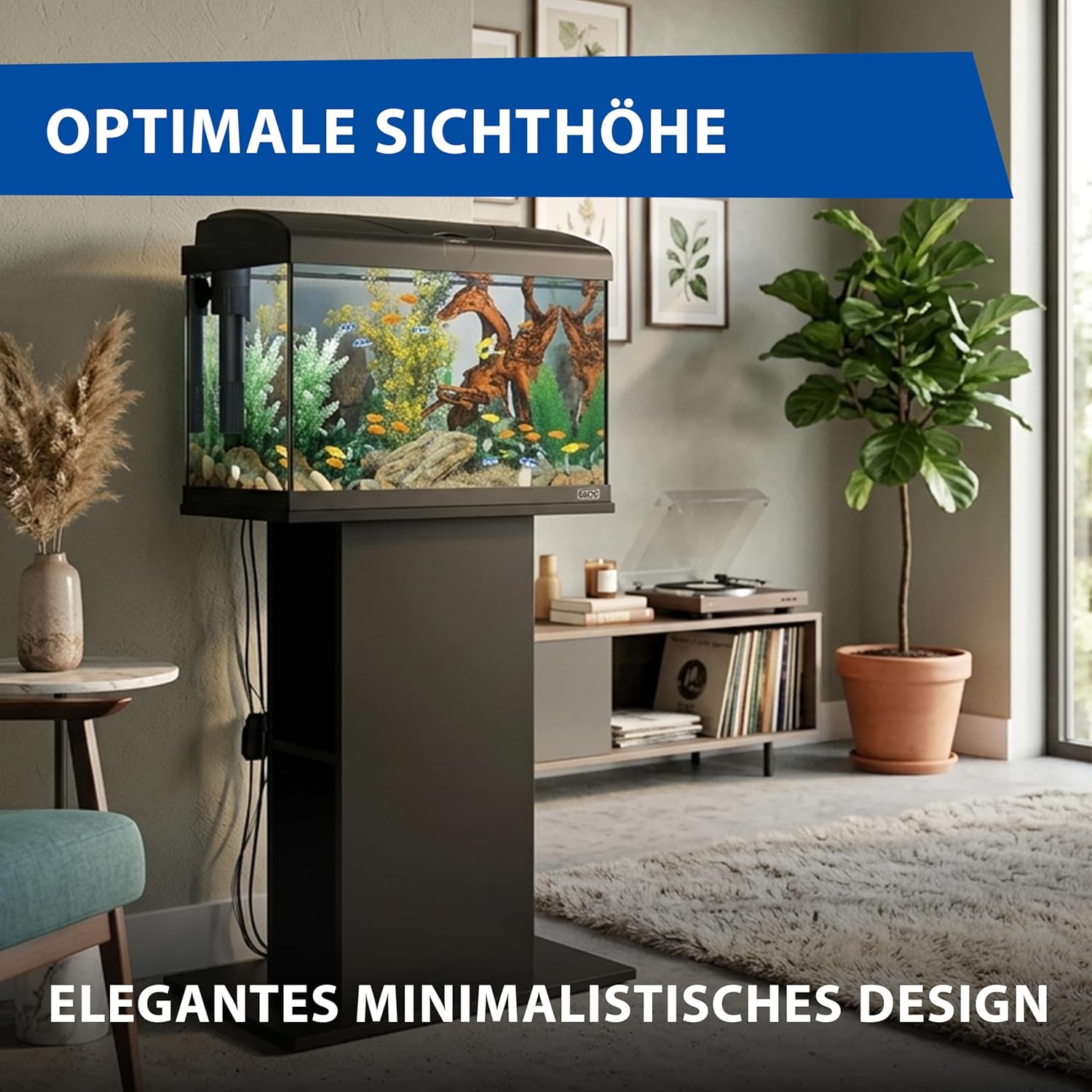 Thumbnail 4 de Ferplast Hydor Aquarienschrank aus Holz Stand 60 für Glasaquarien (schwarz) – wasserabweisende Tischplatte