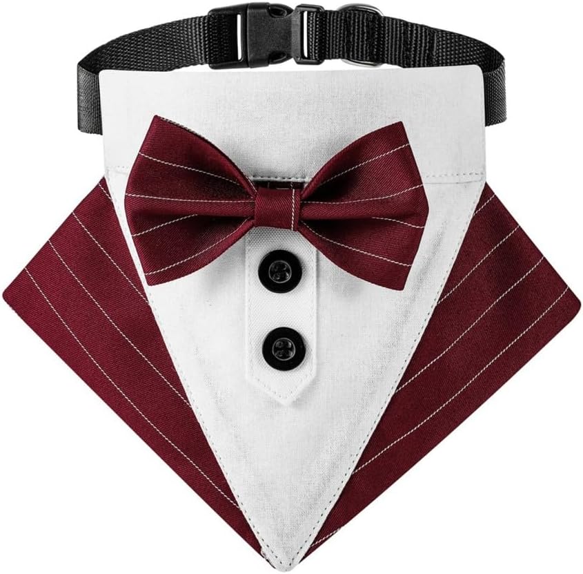 Detalle de Dog Bowtie Collar Bandana: Adjustable Formal Tuxedo Collar for Special Occasions