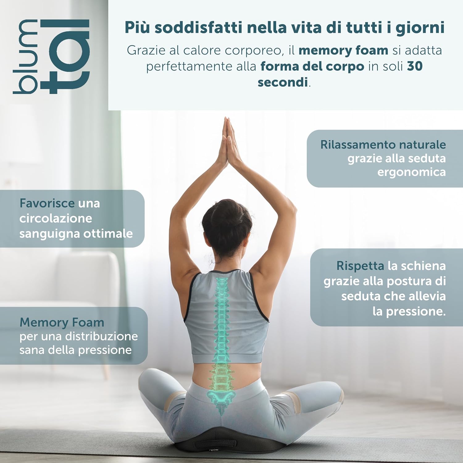 Detalle de Blumtal Cuscino Sedia Ufficio – Ciambella per Sedile con Buco, Anello Imbottito