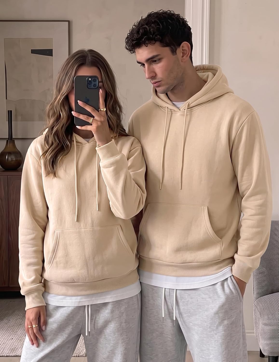 Detalle de JMIERR Mens Casual Cotton Hooded Hoodie – Lightweight, Soft & Flexible Everyday Pick