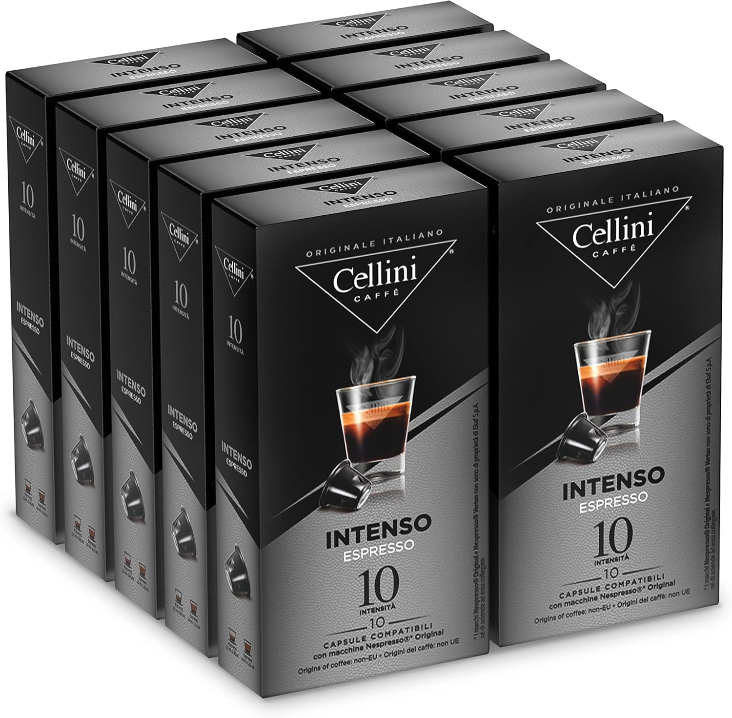 Detalle de Capsules de café Cellini compatibles Nespresso – Intenso, 100 pcs