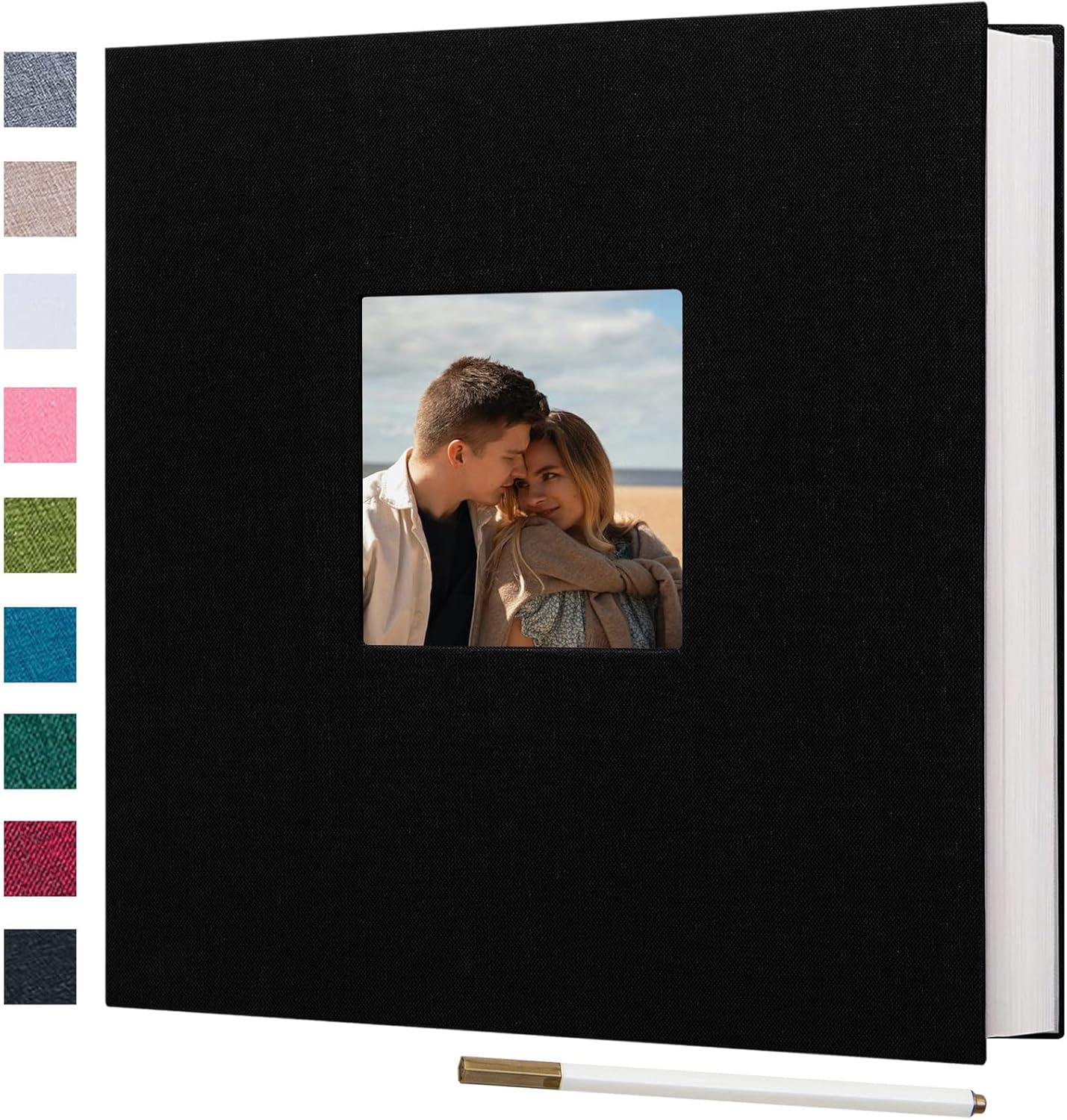 Detalle de Ponping Large Photo Album Self Adhesive 4x6, 5x7, 8x10 with Linen Cover and Metallic Pen