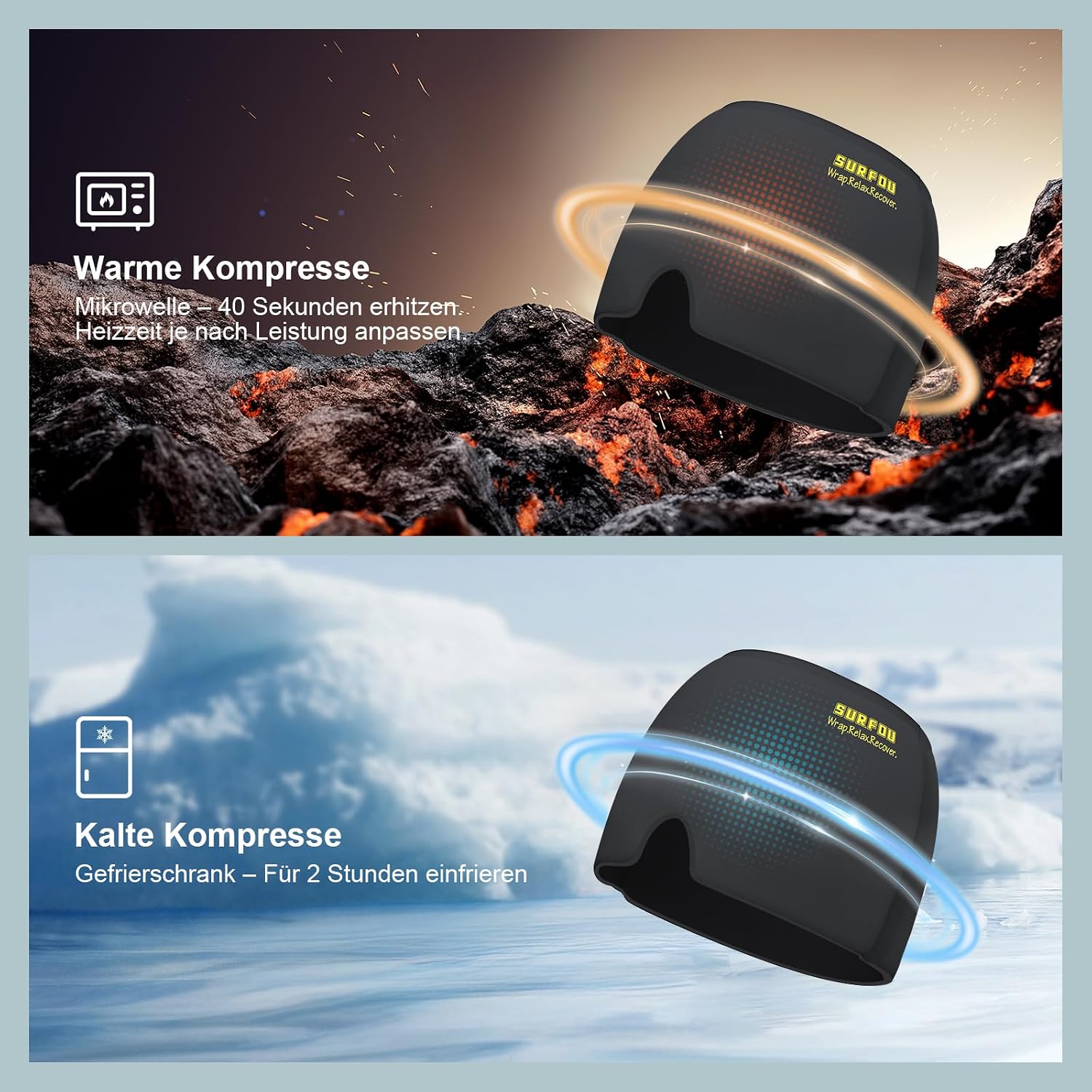 Thumbnail 1 de SURFOU Migräne Maske Mütze – Kühlmaske für Kopf- und Migräneschmerzen mit 360° Gel Surround