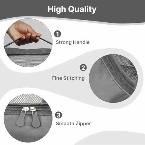 Thumbnail 4 de Travel Packing Cubes 6 PCS Small Set (30x20x12cm) in Light Grey – Mesh Organisers for Suitcases