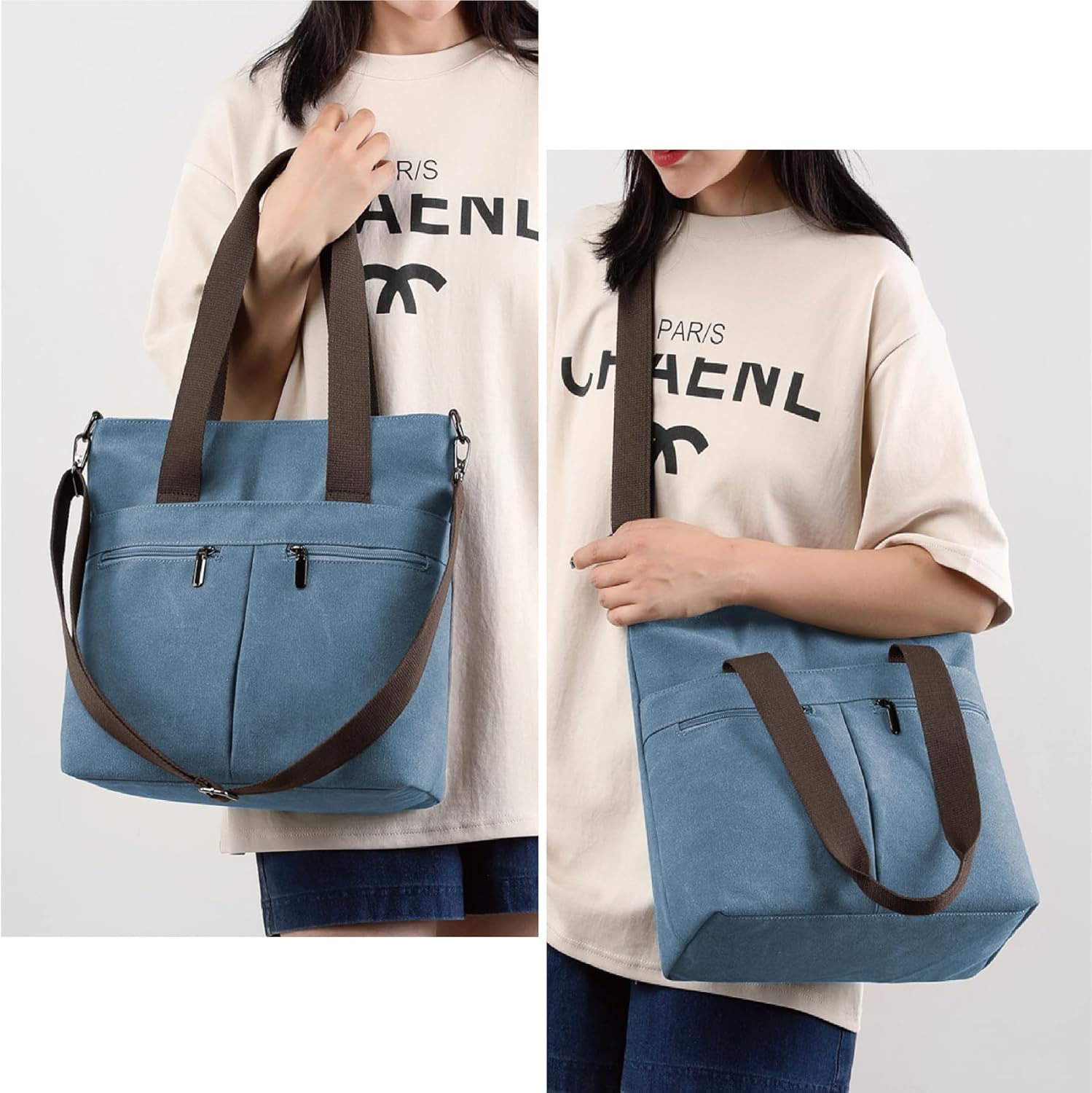 Detalle de MAYMOONER canvas tote bag, 9 pockets
