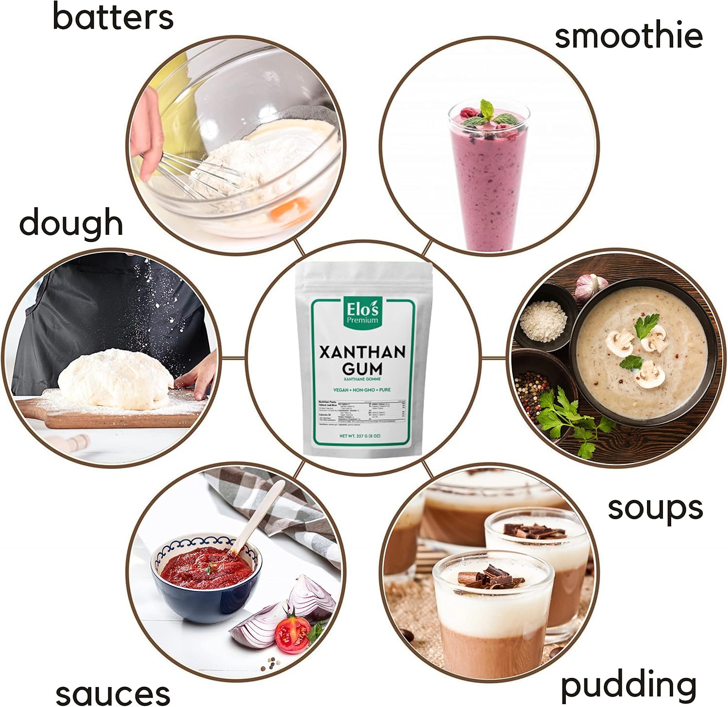 Detalle de Elo's Premium Xanthan Gum, 227 g, Food-Grade Thickener for Baking and Sauces