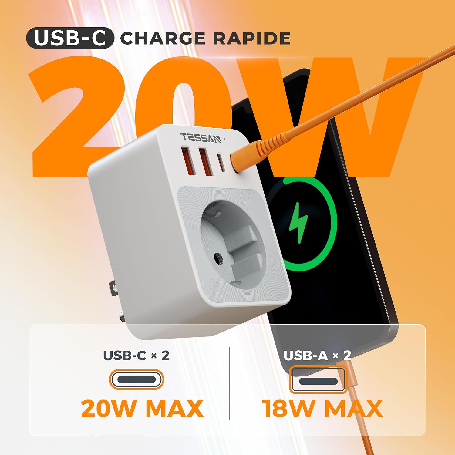 Thumbnail 3 de TESSAN Adaptateur Prise USA 20W