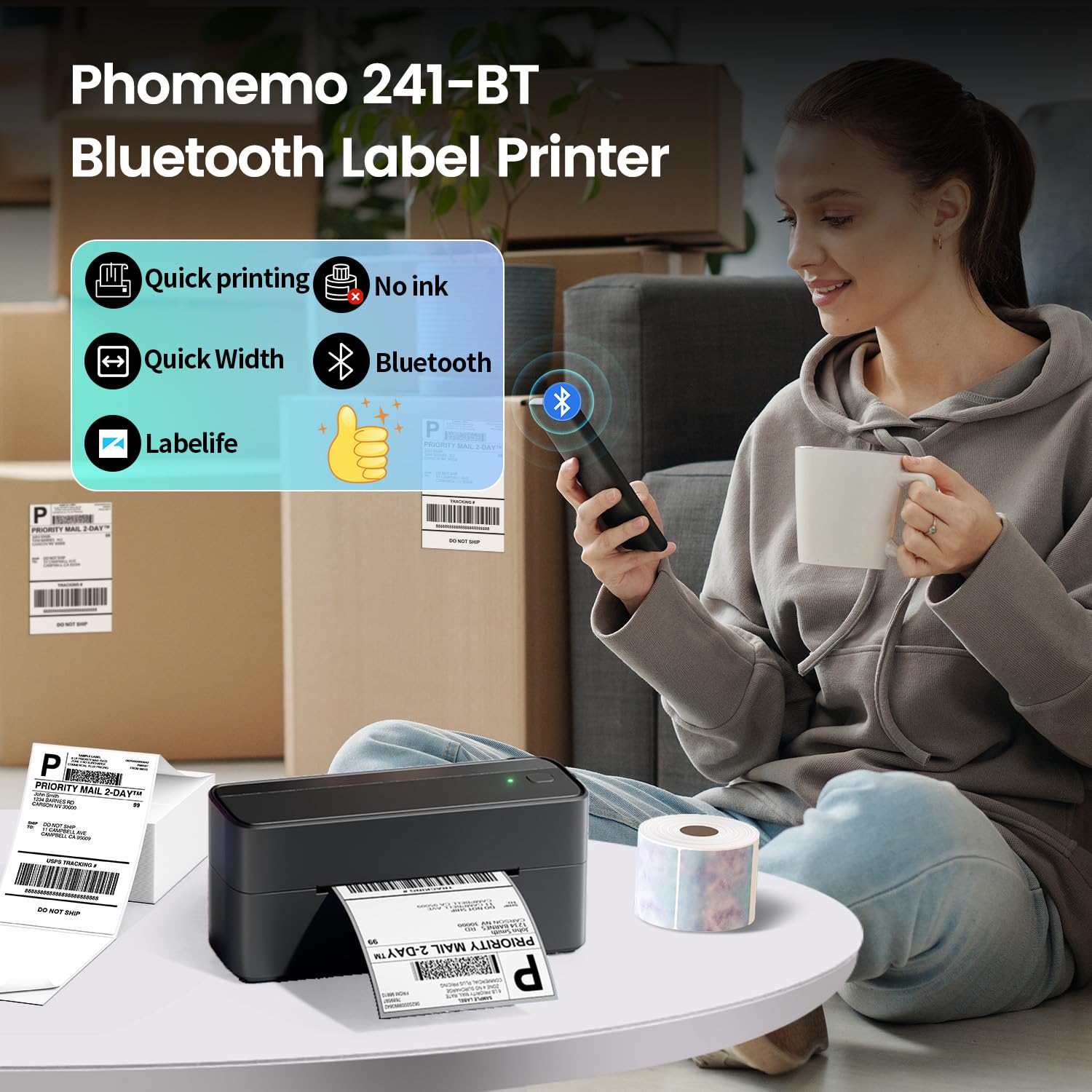 Thumbnail 5 de Phomemo Stampante Termica per Etichette Bluetooth 4x6 – Stampa wireless affidabile per spedizioni e gestione magazzino