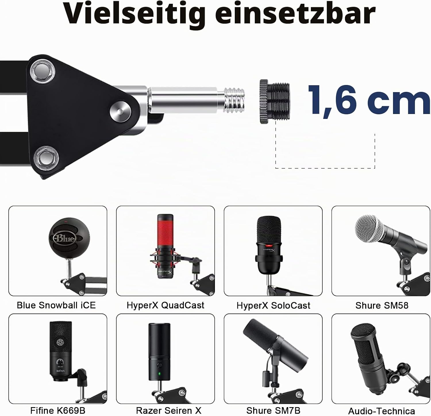 Detalle 2 de Aokeo AK-35 Mikrofonarm für Blue Yeti, Snowball, QuadCast & Elgato Wave
