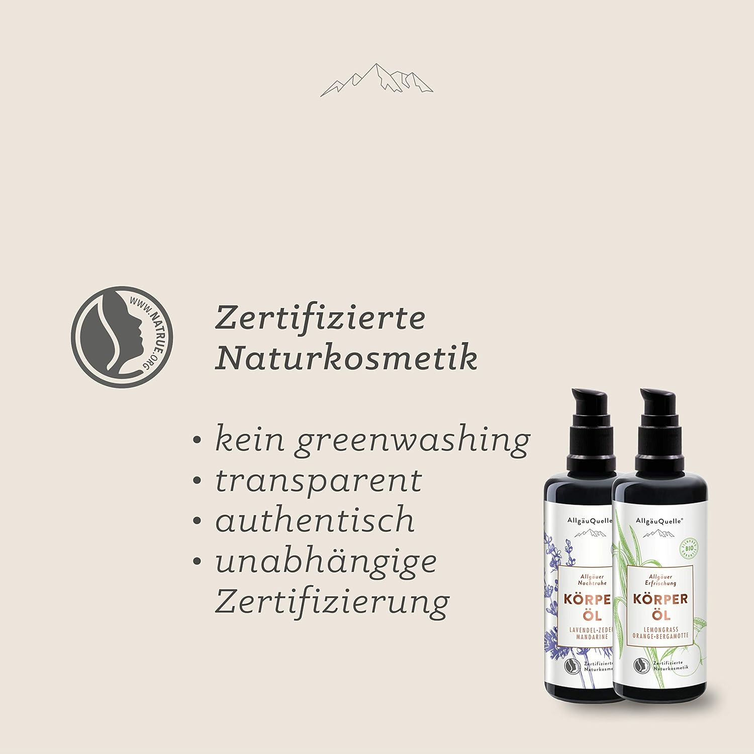 Detalle 2 de AllgäuQuelle® BIO Körperöl Set „Streichel Einheiten“ – 2 x 100 ml Pflanzenöle & naturreine ätherische Öle