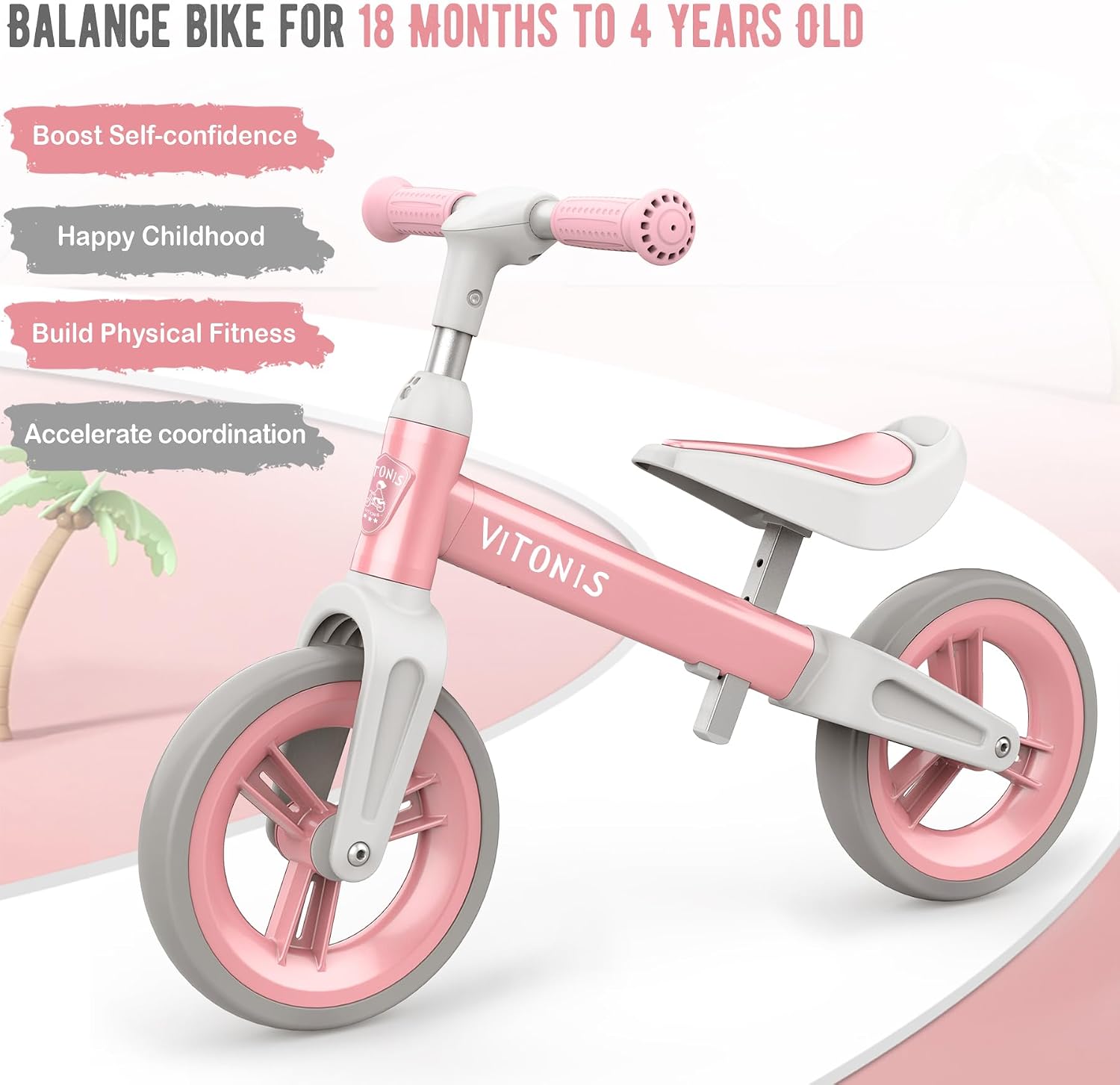 Detalle 2 de VITONIS Laufrad ab 1,5–4 Jahre bis 25 kg | Lenkrad und Sattel höhenverstellbar, Lenkradschloss, Ultraleichtes Balance-Fahrrad