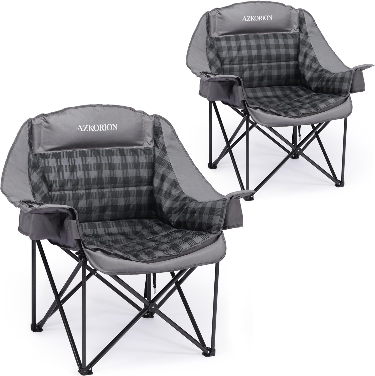 Detalle de AZKORION 2-Pack Oversized Camping Chairs, Padded Oxford Fabric, 500 lb Capacity