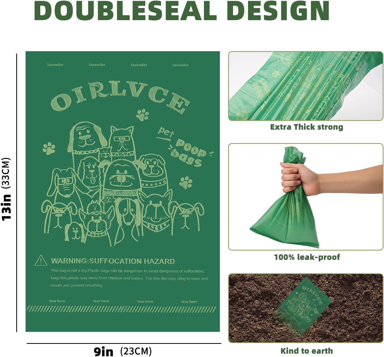 Detalle 2 de 240 Dog Poo Bags 24 Rolls Coreless, Leak‑Proof Dog Waste Bags
