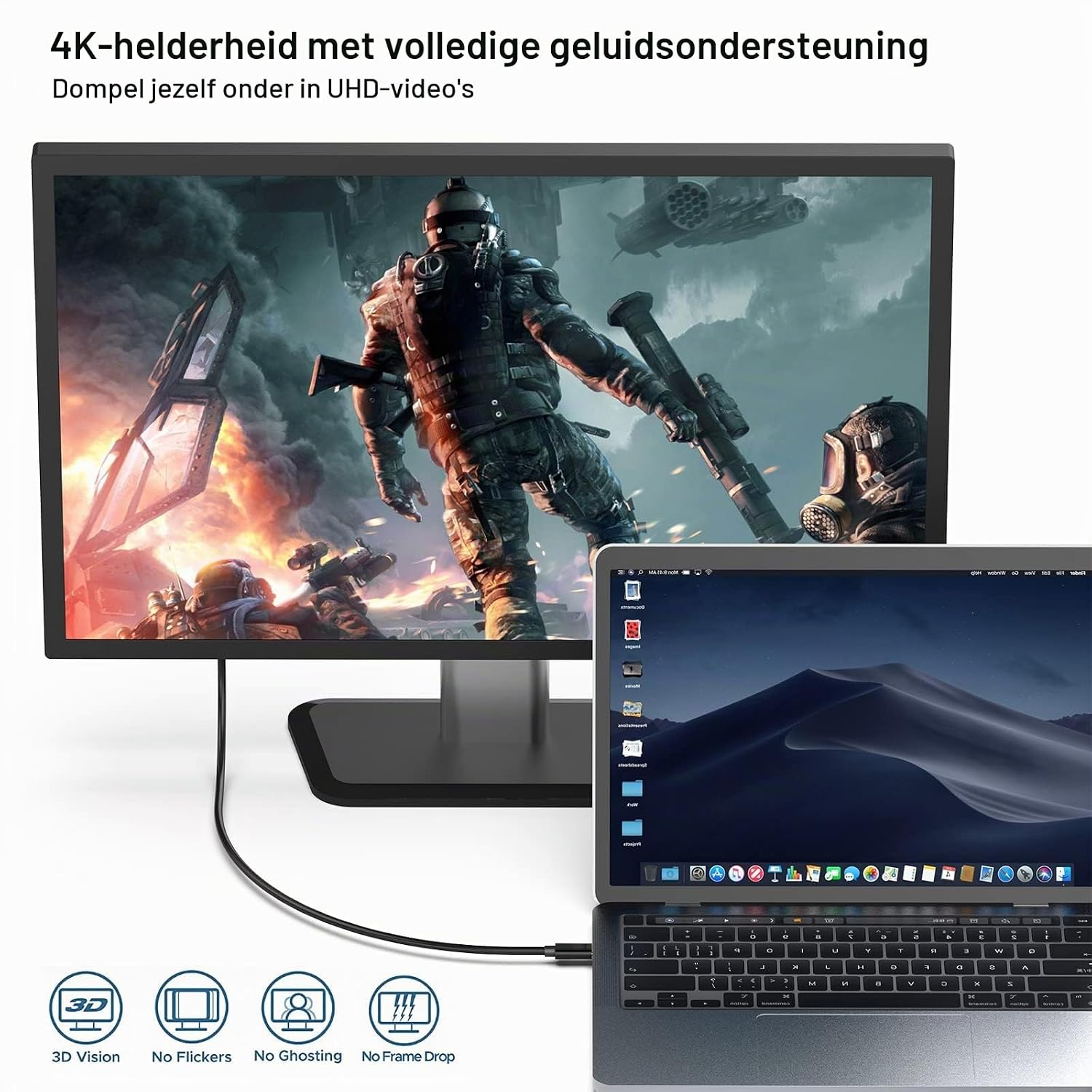 Thumbnail 1 de BENFEI 000120black-3f USB-C-naar-HDMI-kabel, 0,9 m, 4K bij 30 Hz