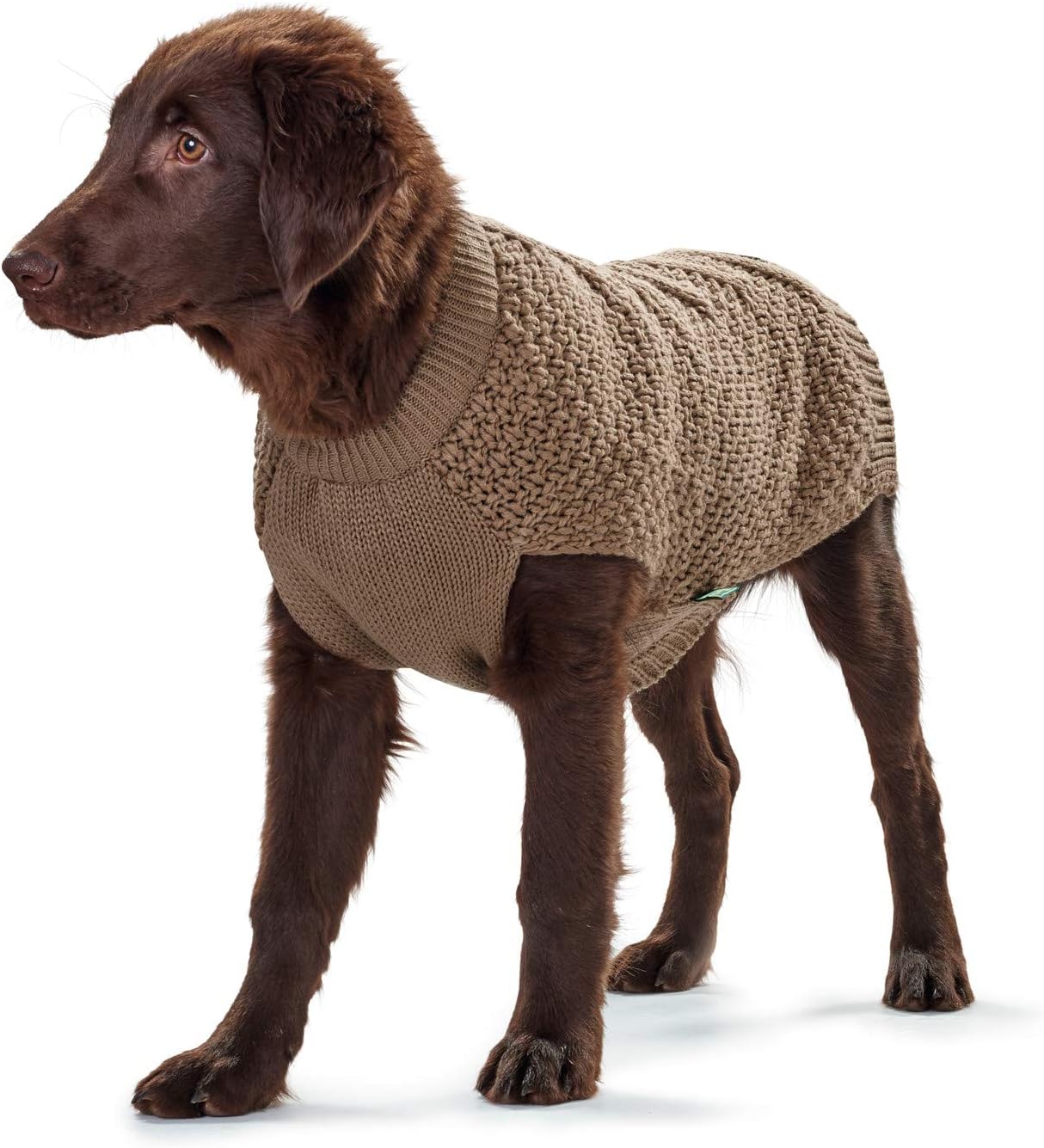 Detalle de HUNTER Hundepullover MALMÖ in Beige – Zopfstrick, elastisch & reflektierend