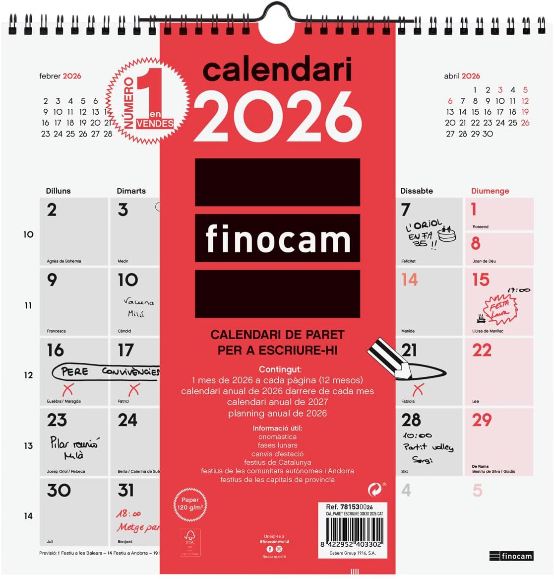 Thumbnail 6 de Finocam Calendario de pared 2026 Mes Vista 📅