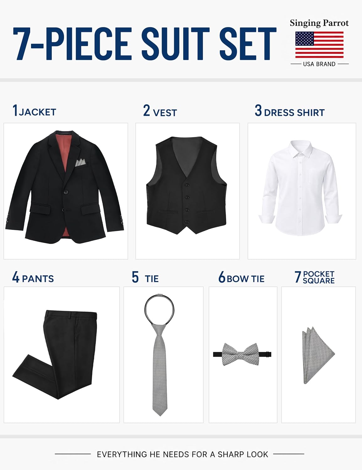 Detalle 2 de Singing Parrot Boys’ Suit Set, 7-Piece