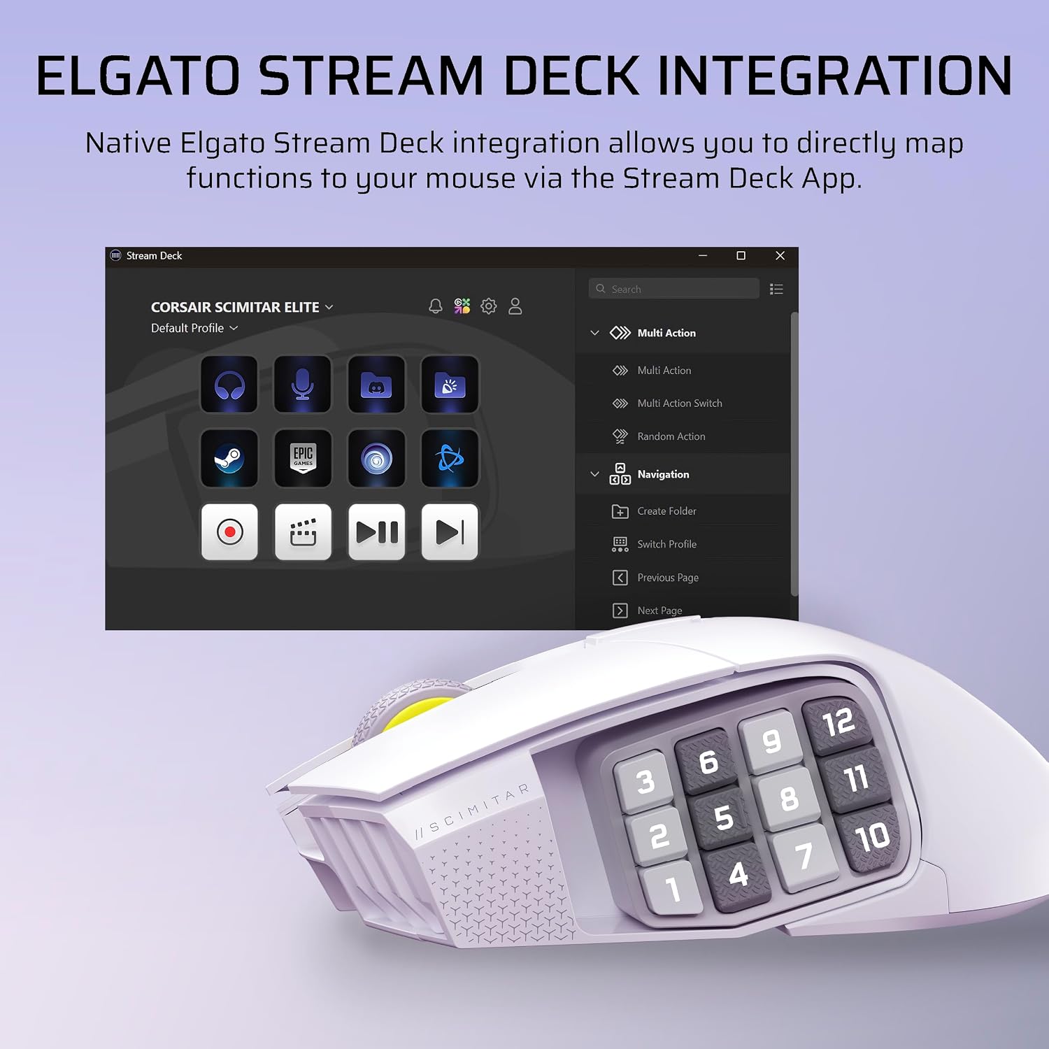 Detalle 2 de Corsair Scimitar Elite Wireless SE 33,000 DPI