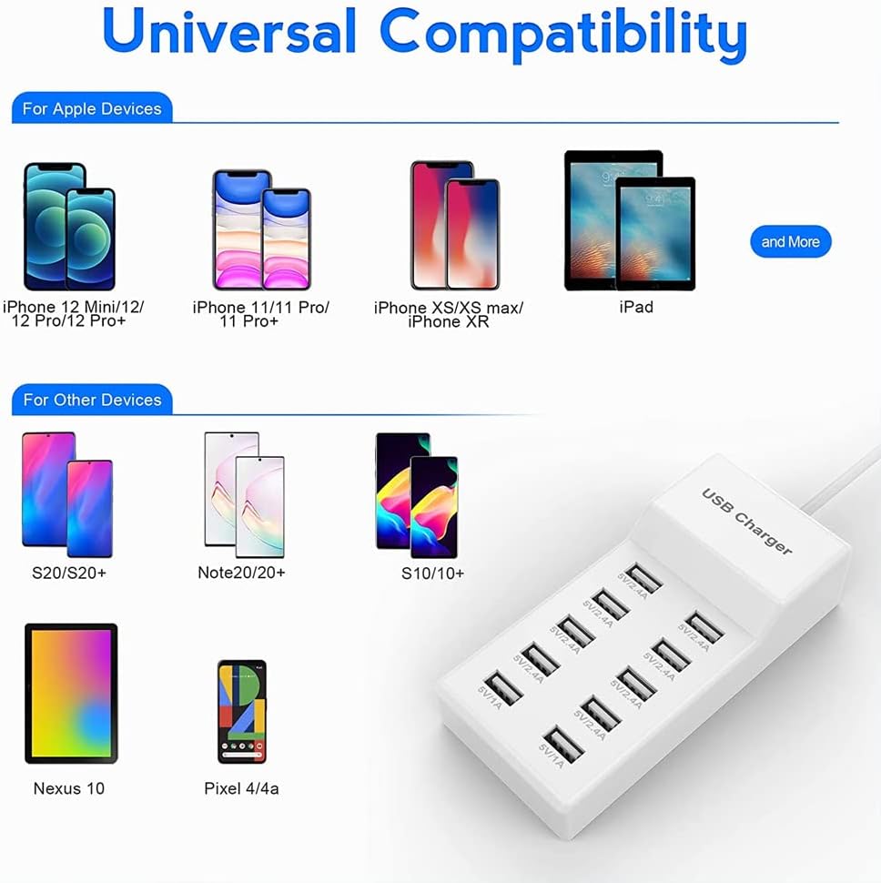Thumbnail 3 de 10-Port USB Wall Charger Station with Auto-Detect 🔌