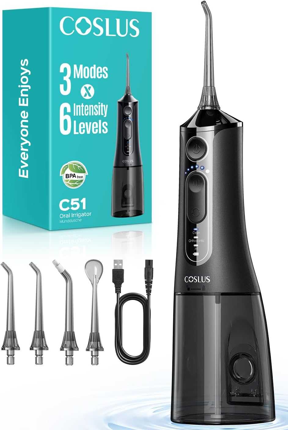 Detalle de COSLUS C51 Portable Water Flosser 300ml