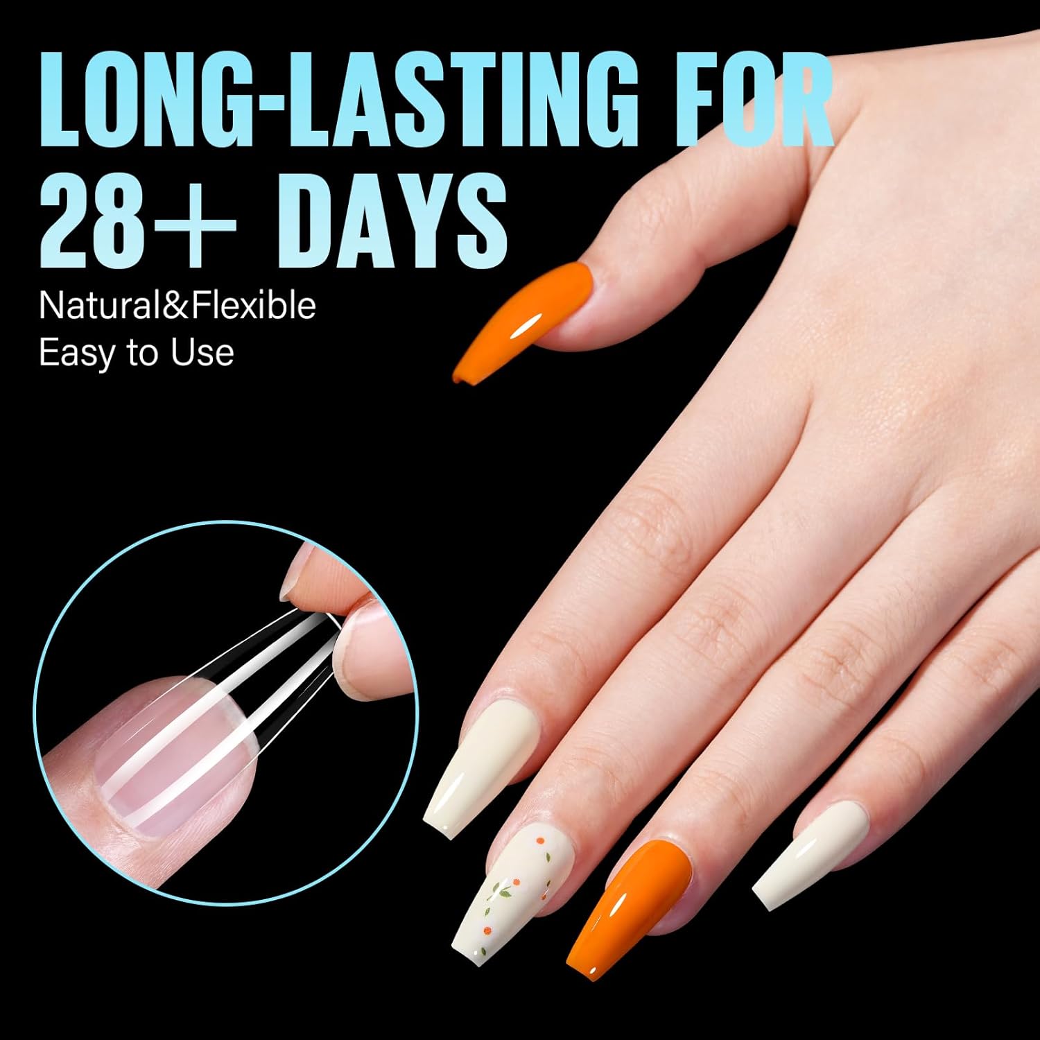 Detalle de TOMICCA Capsule Americaine Ongle Medium Ballerine – 216 Embouts Gel Couverture Complète, 12 Tailles, DIY Nail Art
