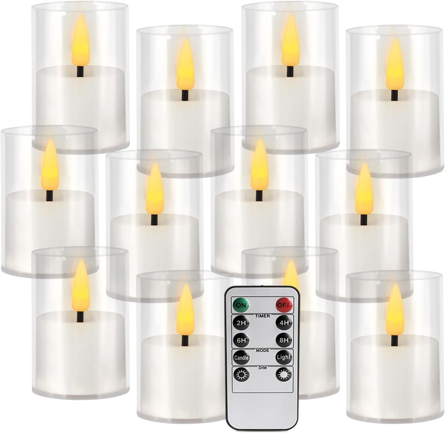 Detalle de TLNFHRPI RTY1023 Flameless LED Candles, 12-Pack in Ivory with Timer and Remote