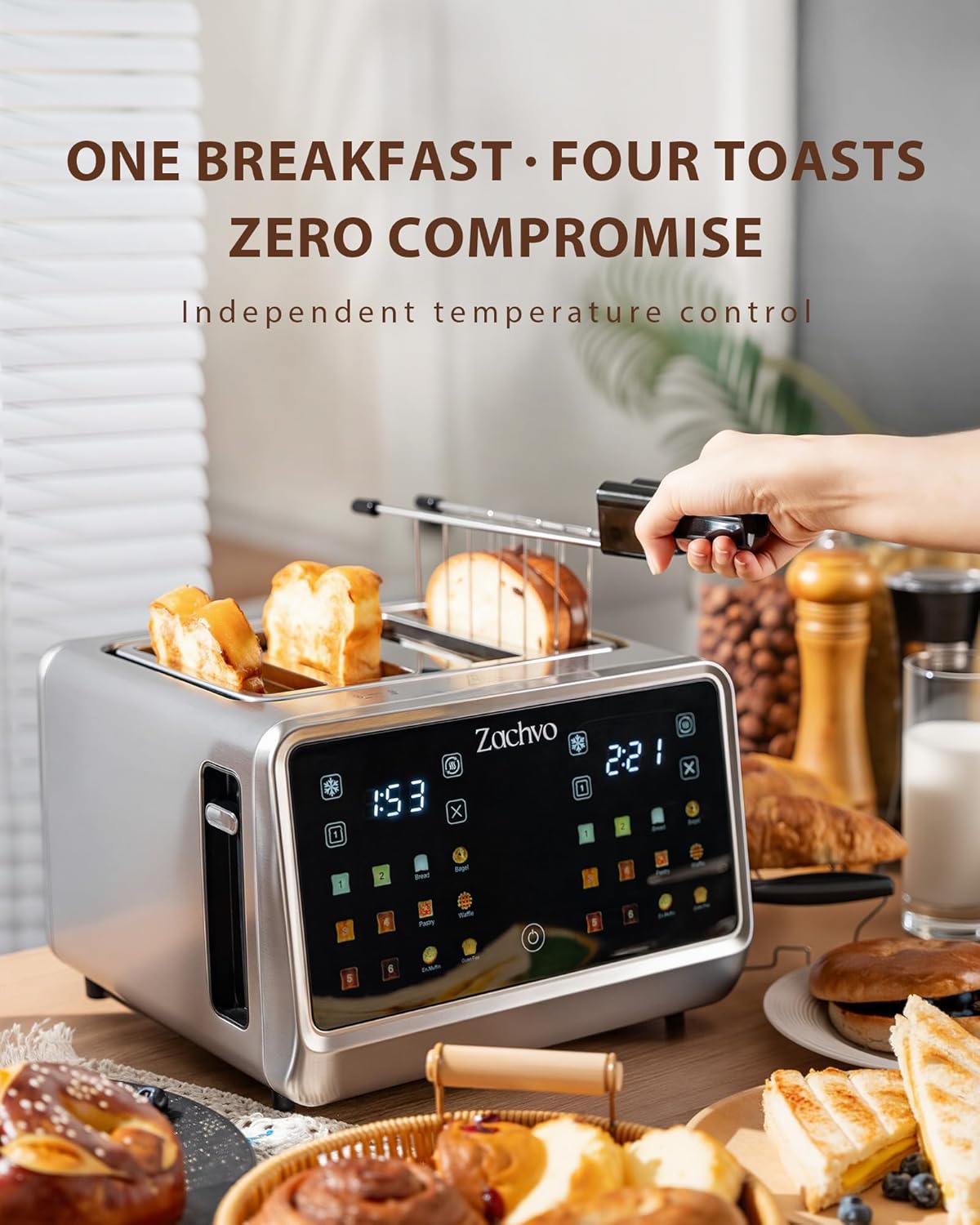 Thumbnail 5 de ZACHVO 4 Slice Toaster 1.45" slots