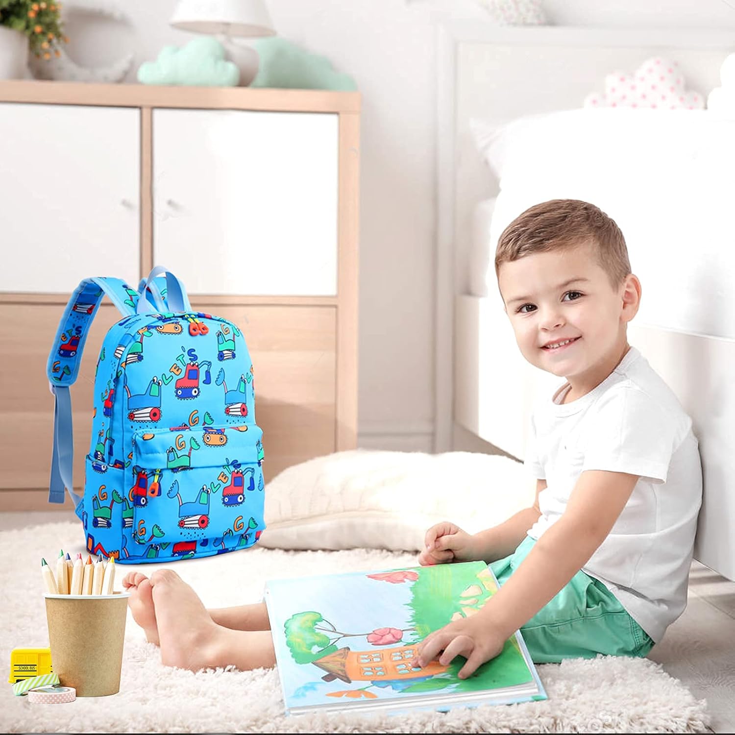 Detalle de Zicac Kids Backpack: Colourful Canvas Daypack for 3–6 Year Olds