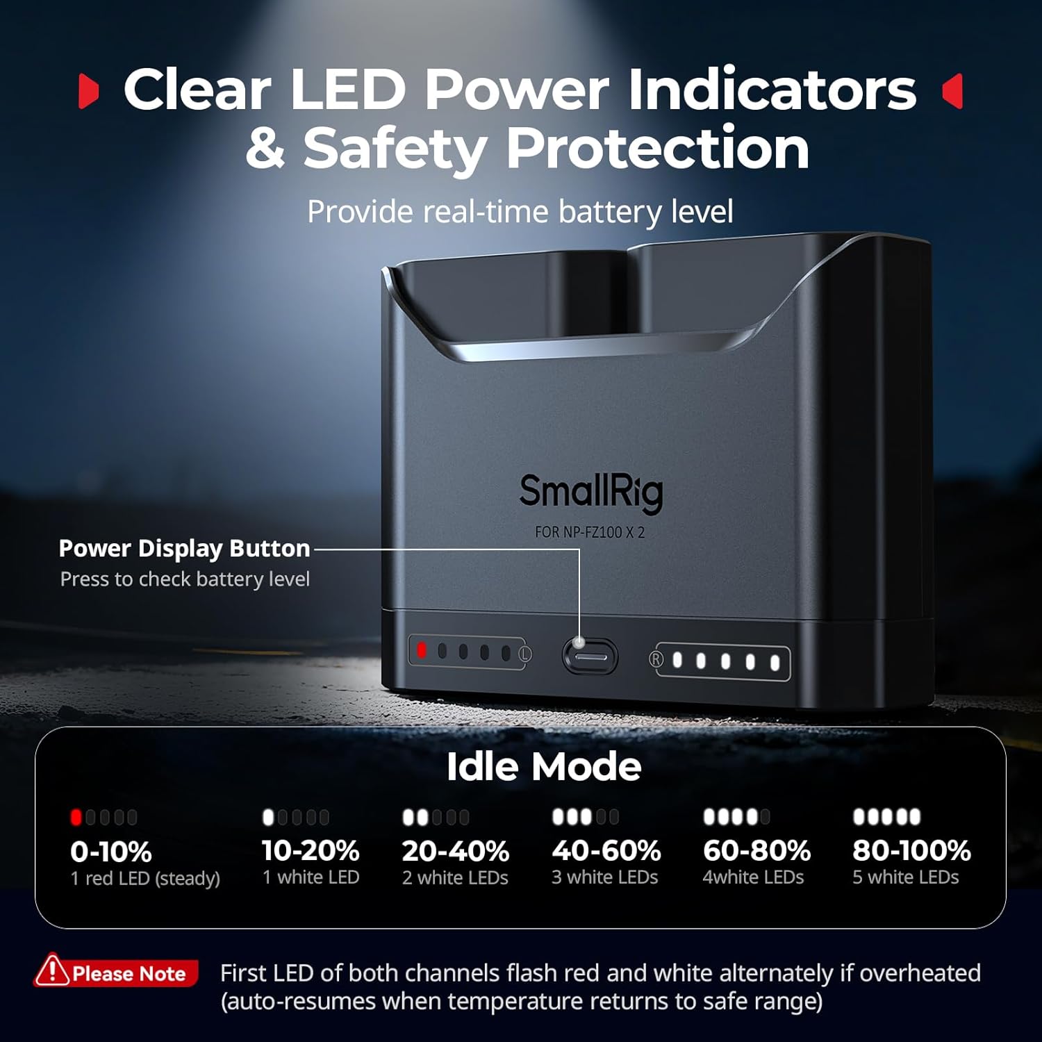 Thumbnail 5 de SMALLRIG NP-FZ100 Camera Battery Set for Sony with 22.5W Dual Slot Charger