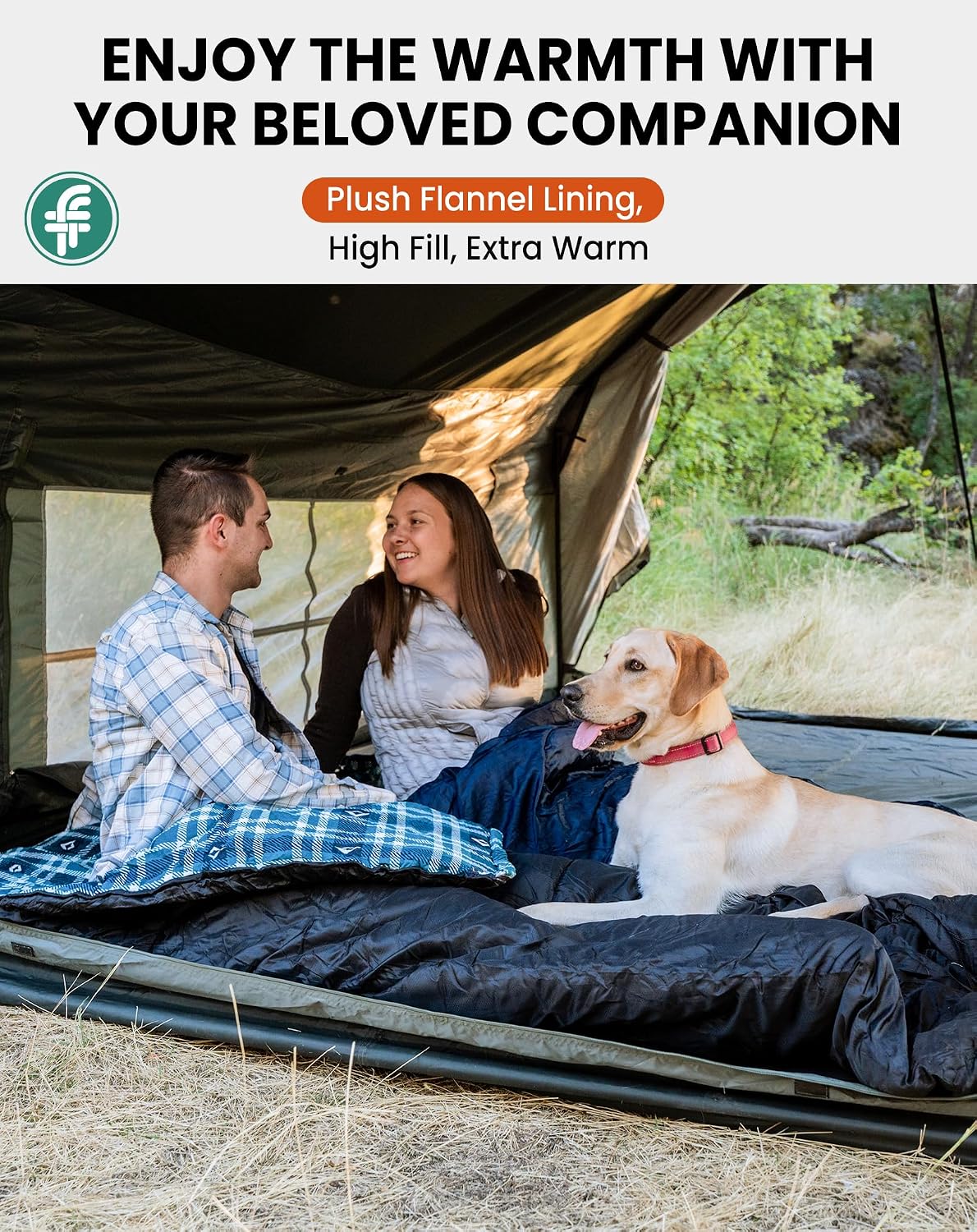 Detalle 2 de KingCamp flannel cotton winter sleeping bag (extra large) – comfort 4°C, limit 0°C, extreme -15°C, 3–4 seasons