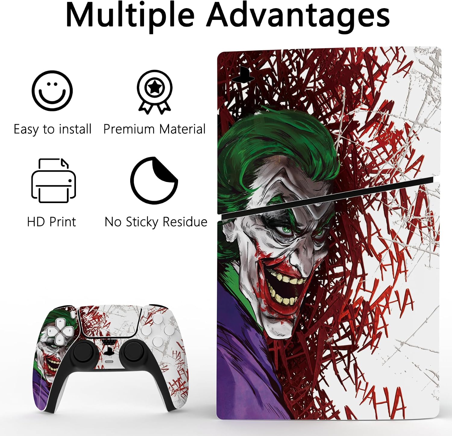 Thumbnail 2 de playvital Full Set Skin Sticker for PS5 Slim Disc Edition (new smaller design) – Clown Hahaha vinyl decal set