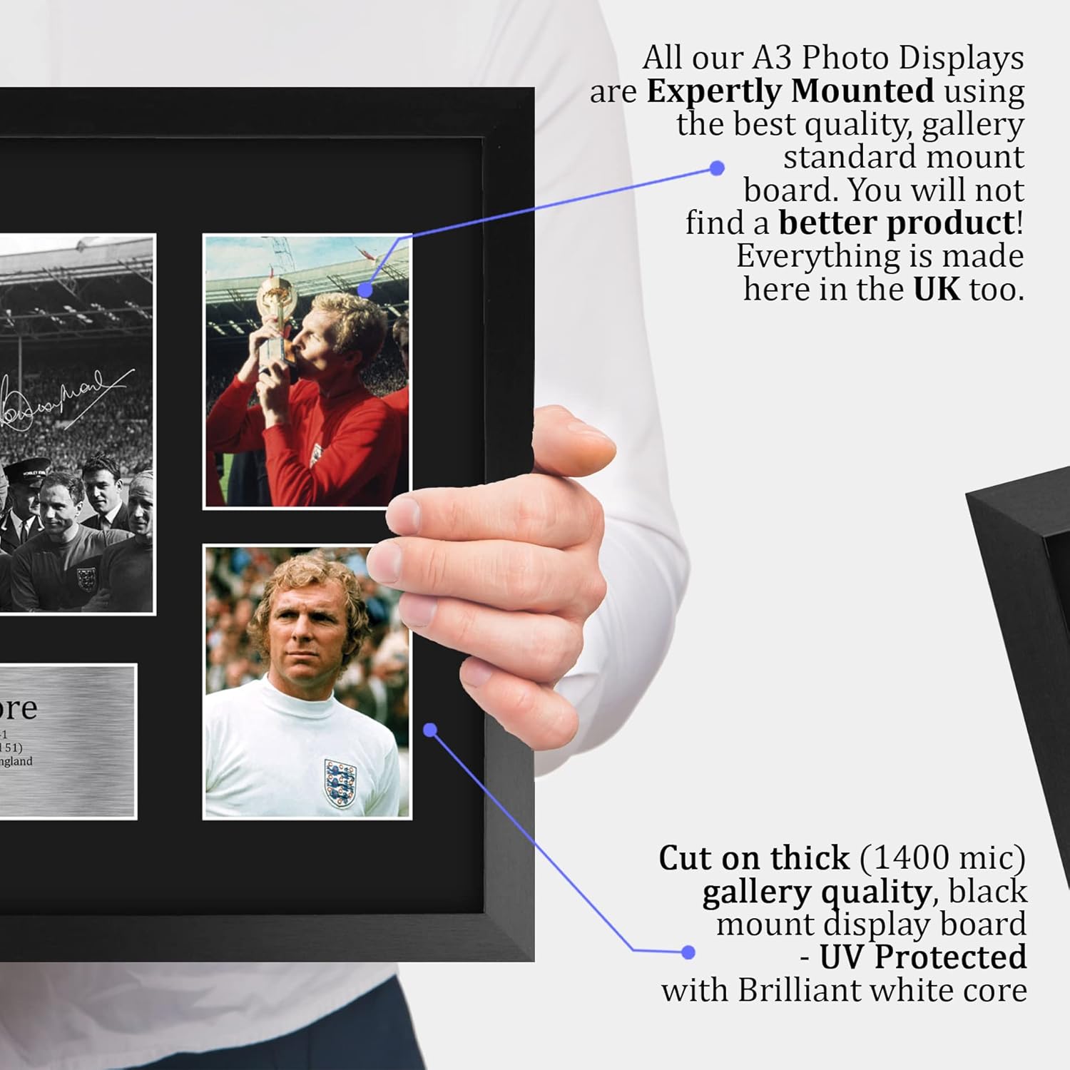 Thumbnail 3 de HWC Trading A3 Bobby Moore England framed autograph-style print (330x445mm) – gift-ready football memorabilia