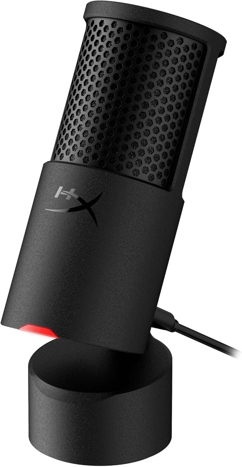 Detalle de HyperX Solocast 2: micrófono USB cardioide para streaming y podcast en negro