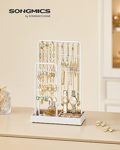 Detalle de SONGMICS Portagioie JJS021W01: Espositore per Gioielli in Metallo con Base in Velluto, 30 cm di Altezza