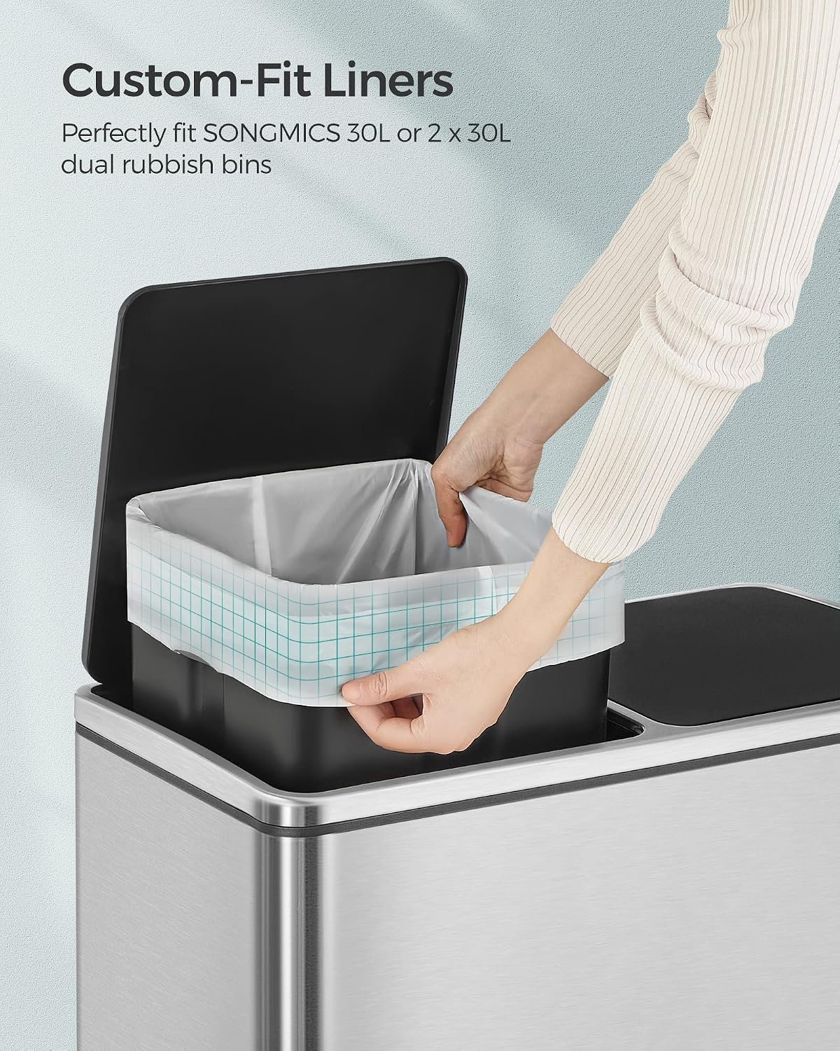 Detalle de SONGMICS LEOS Collection KRB30A02 30L Drawstring Bin Bags, 90 Pieces
