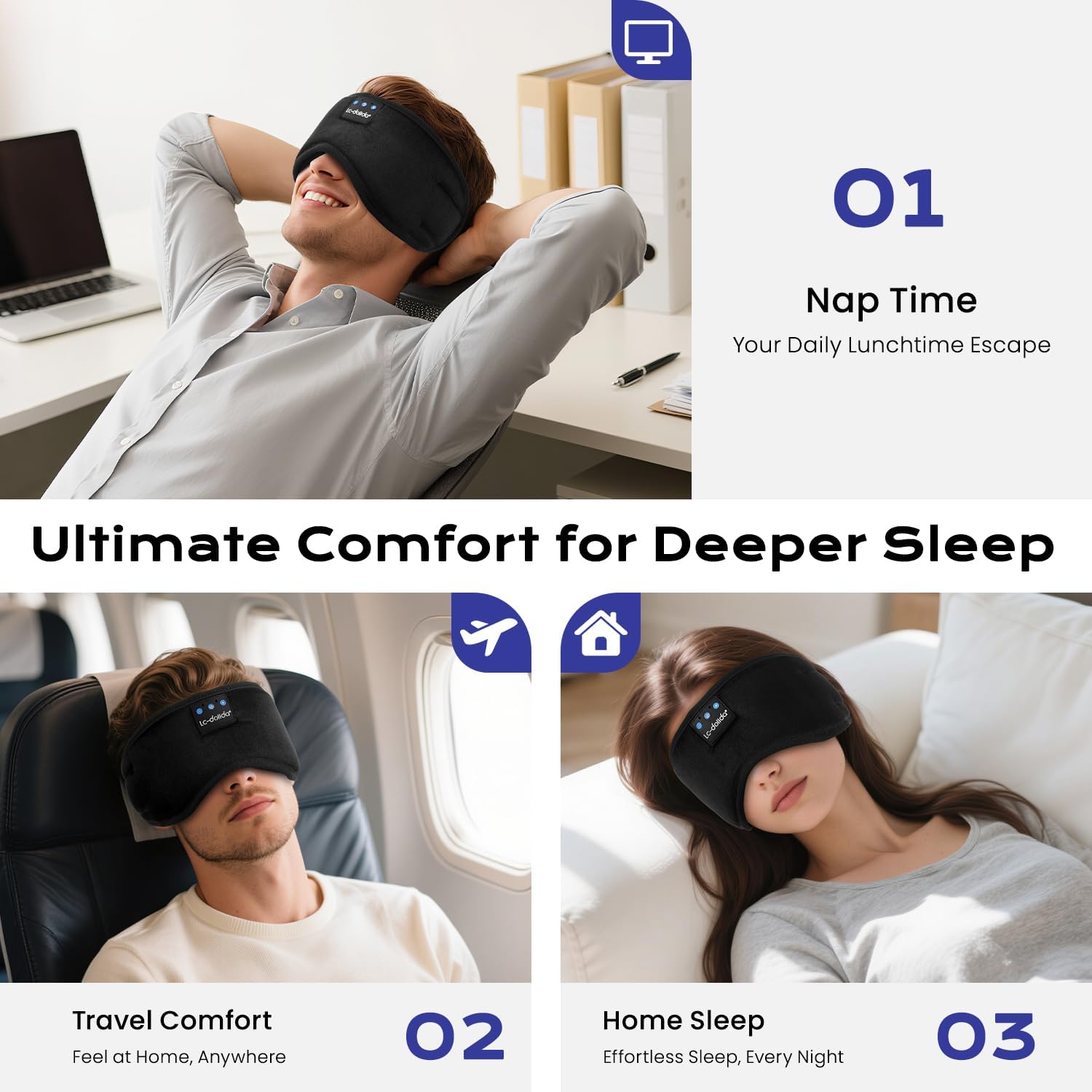 Thumbnail 6 de LC-dolida Sleep Mask with Bluetooth Headphones for Side Sleepers